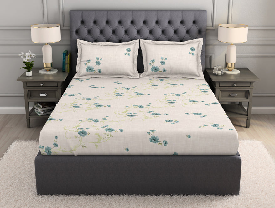 Spaces India Floral Blush 100% Cotton King Size Bedsheet Organic Cotton - By Spaces