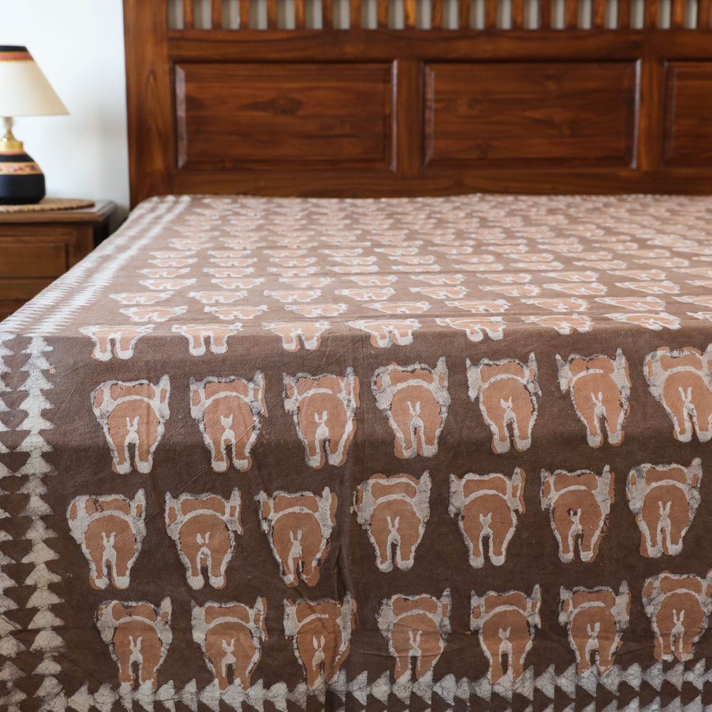 BINDAAS UNLIMITED Brown - Block Art Print Cotton Double Bindaas Bed Sheet (110 x 93 in) - view 2