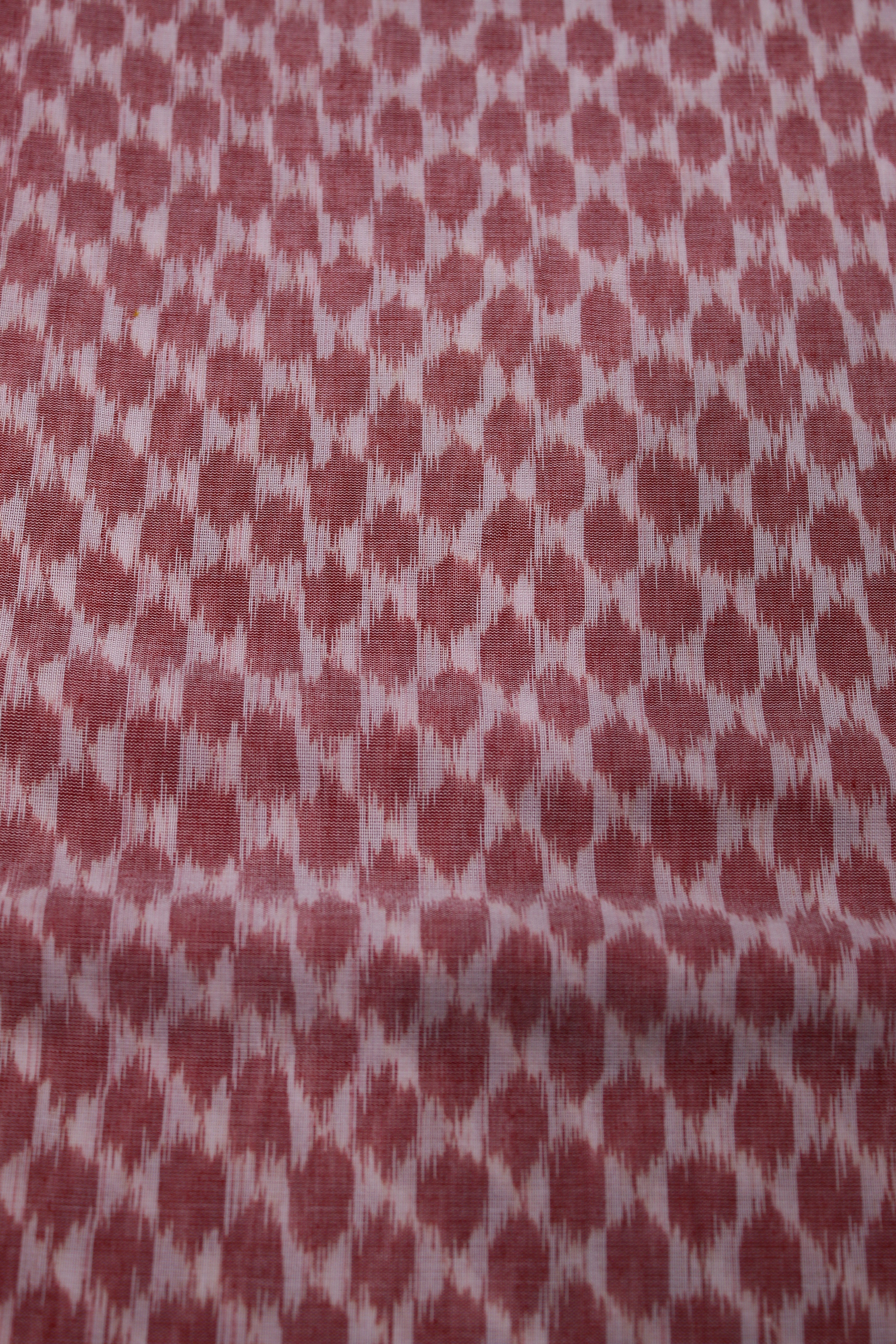 IndianVillèz Red White Symbolic Sambalpuri Ikat Cotton Fabric - view 2