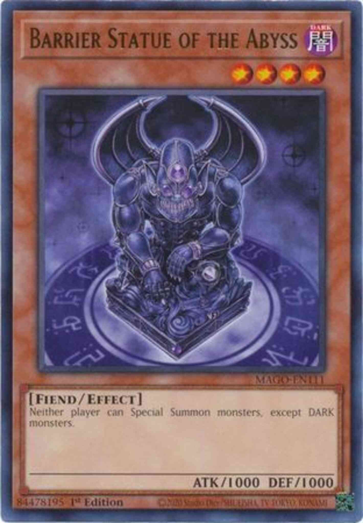 Yu-Gi-Oh! Barrier Statue of the Abyss - MAGO-EN111 - Rare - 1st Edition