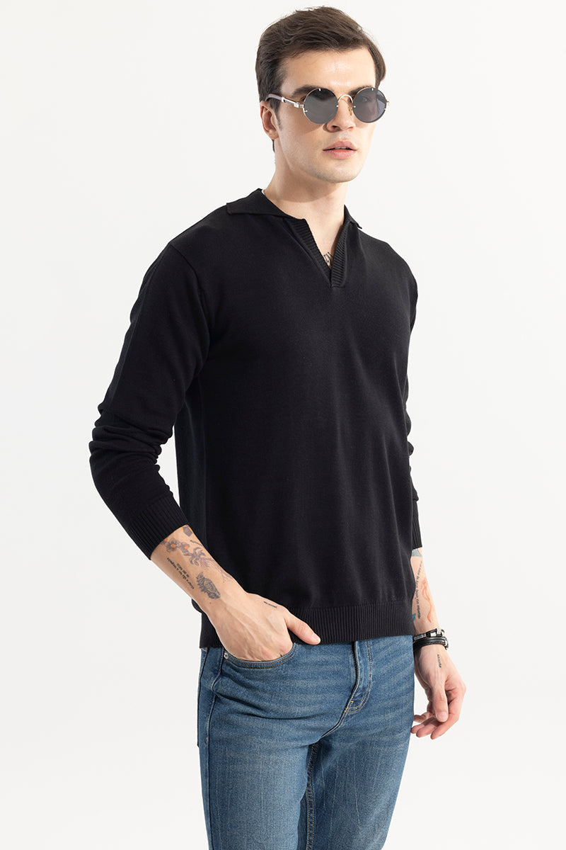 SNITCH EliteEdge Black Full Sleeve Polo