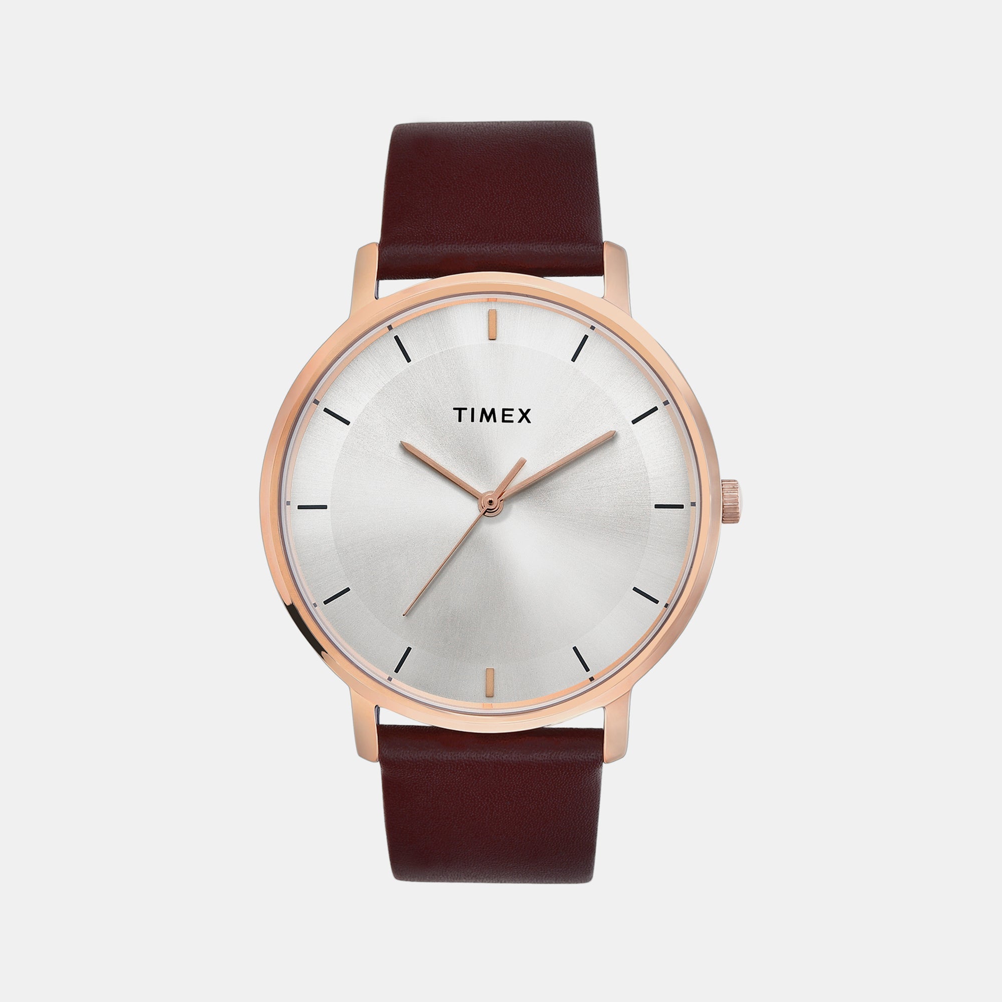 Timex Classics Men Quartz Silver Dial Analog Leather Watch TW0TG8014