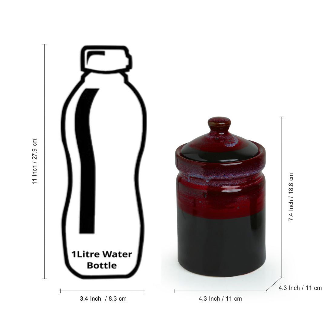 EXCLUSIVELANE 'Magma Echoing' Hand Glazed Studio Pottery Ceramic Multi-Utility Storage Jars & Containers (940 ML) - view 6