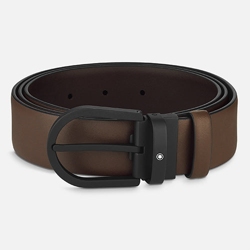 Montblanc Mont Blanc, Horseshoe buckle brown 35 mm leather belt