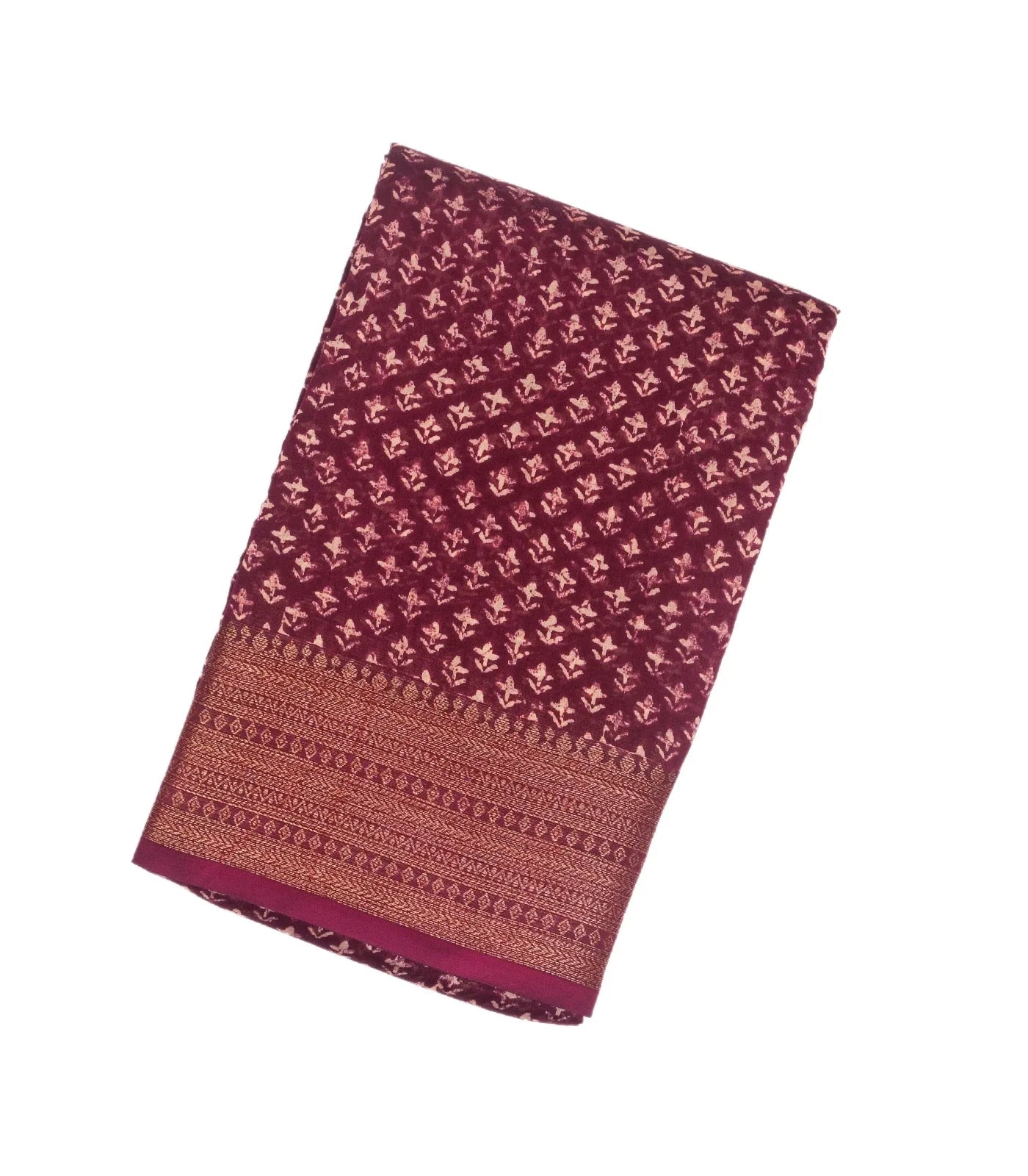 RmKV Maroon Woven Chanderi Cotton Saree With Printed Motifs