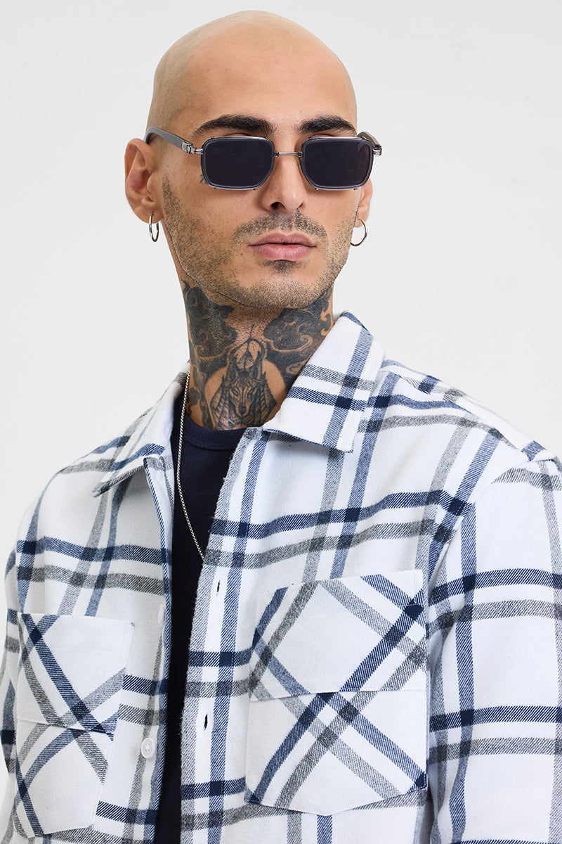 SNITCH White Checks Relaxed Fit Overshirt - view 5