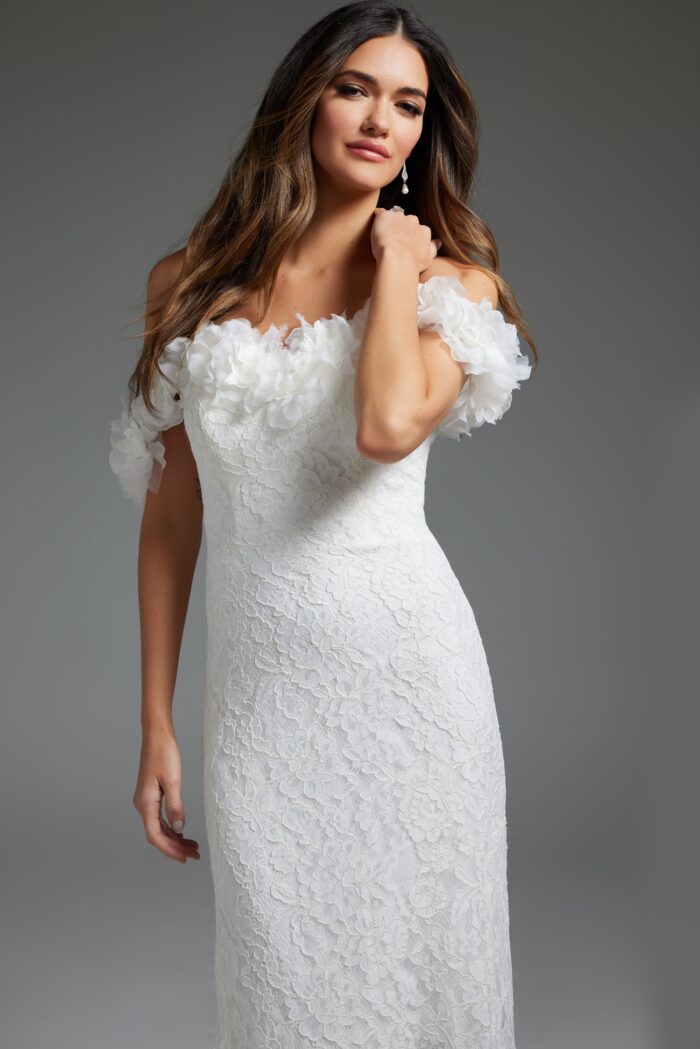 Jovani JB42295 Bridal Gown Ruffle Long Wedding Dress - view 4