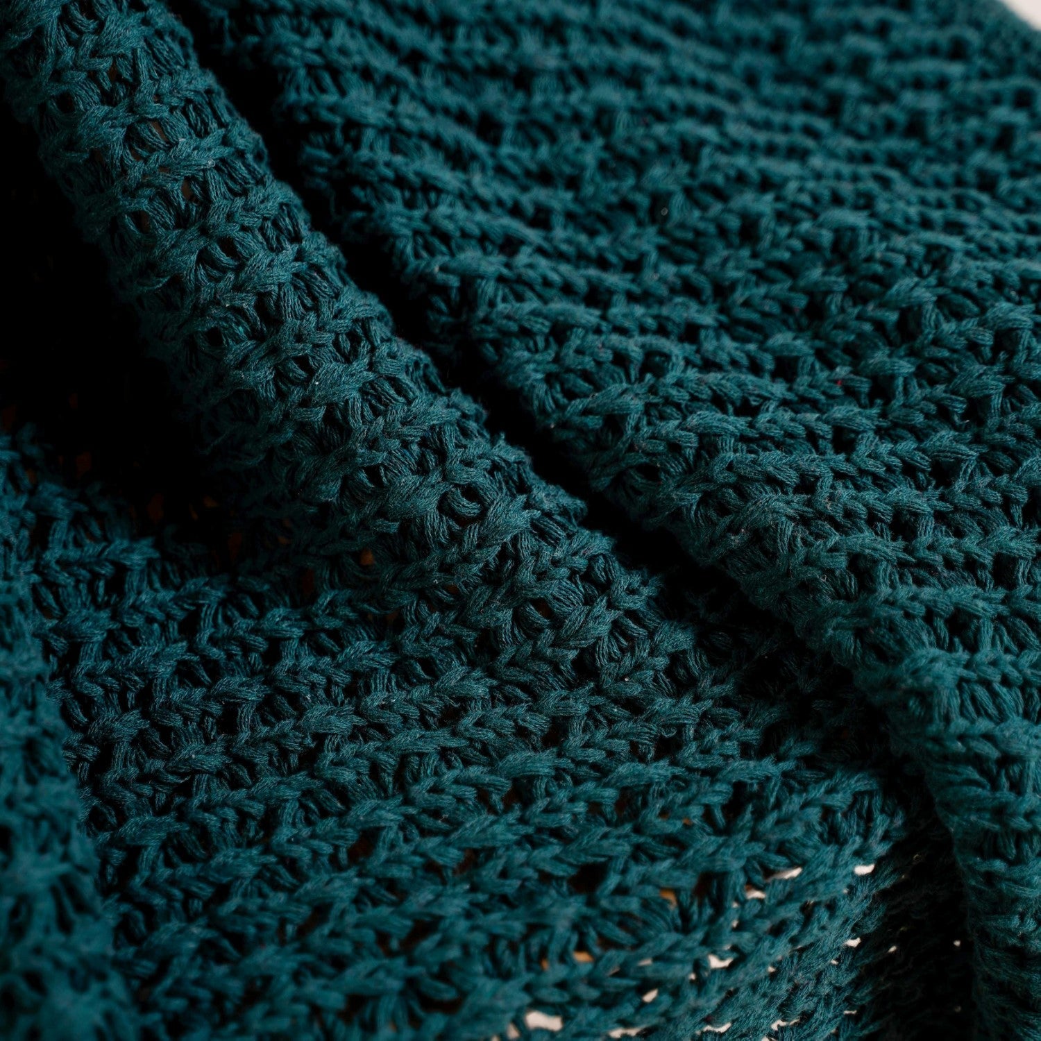 Nestasia Green Cable Knitted Pure Cotton Soft Throw Blanket - view 3