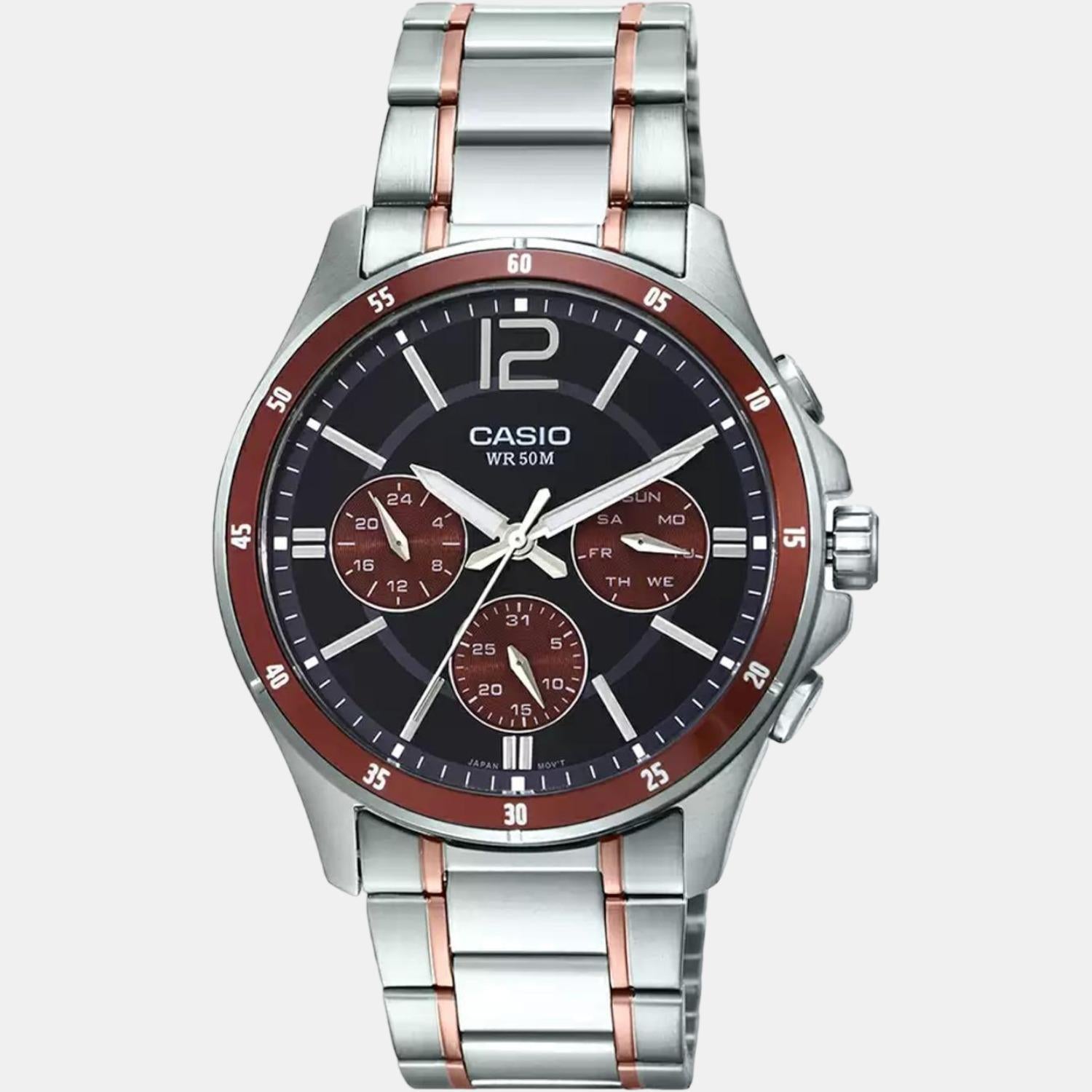 Casio Enticer Men Quartz Brown Dial Chronograph Stainless Steel Watch A1650 - view 2