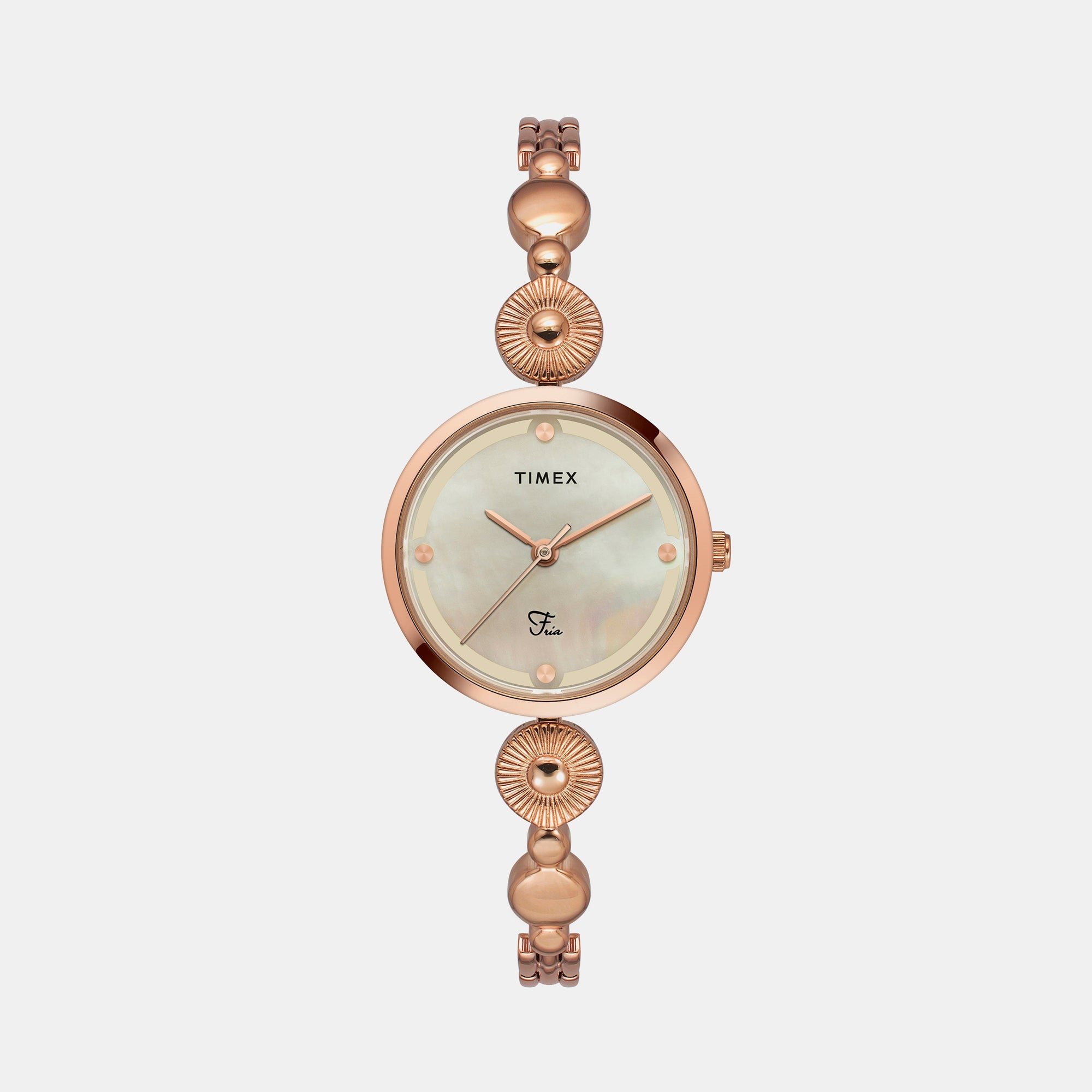 Timex Fria Women Quartz Mother Of Pearl Dial Analog Brass Watch TWEL18201