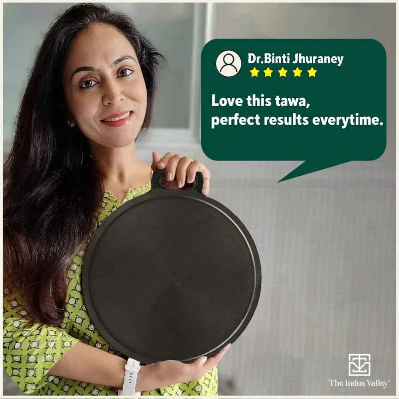 The Indus Valley Super Smooth Cast Iron Tawa,Pre-seasoned, Nonstick, 100% Pure, Toxin-free, Free ₹110 Spatula, 27.9cm/30.5cm, 2.15kg/2.3kg - view 12