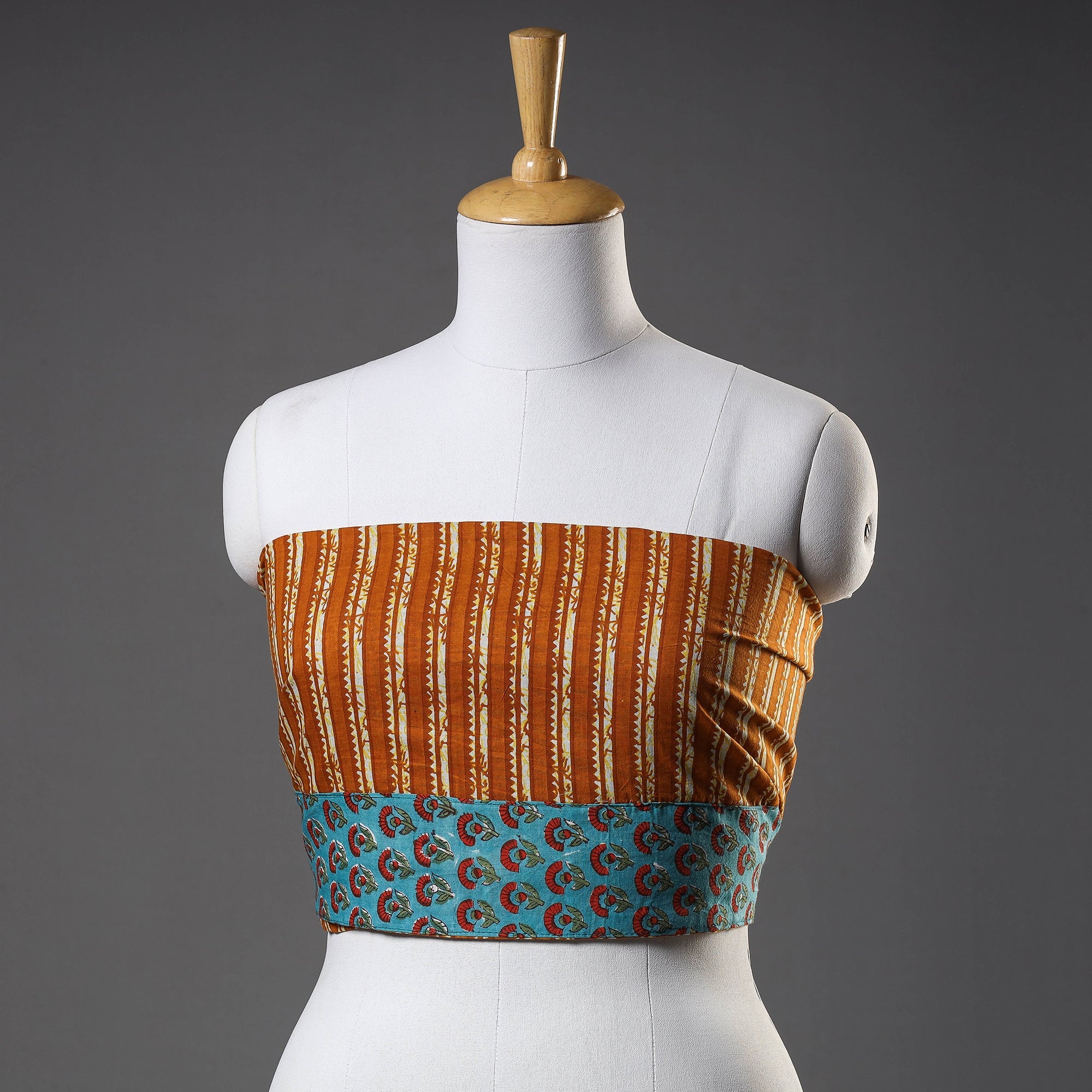 NOORI BAZAR Brown - Sanganeri Block Printed Cotton Blouse Piece