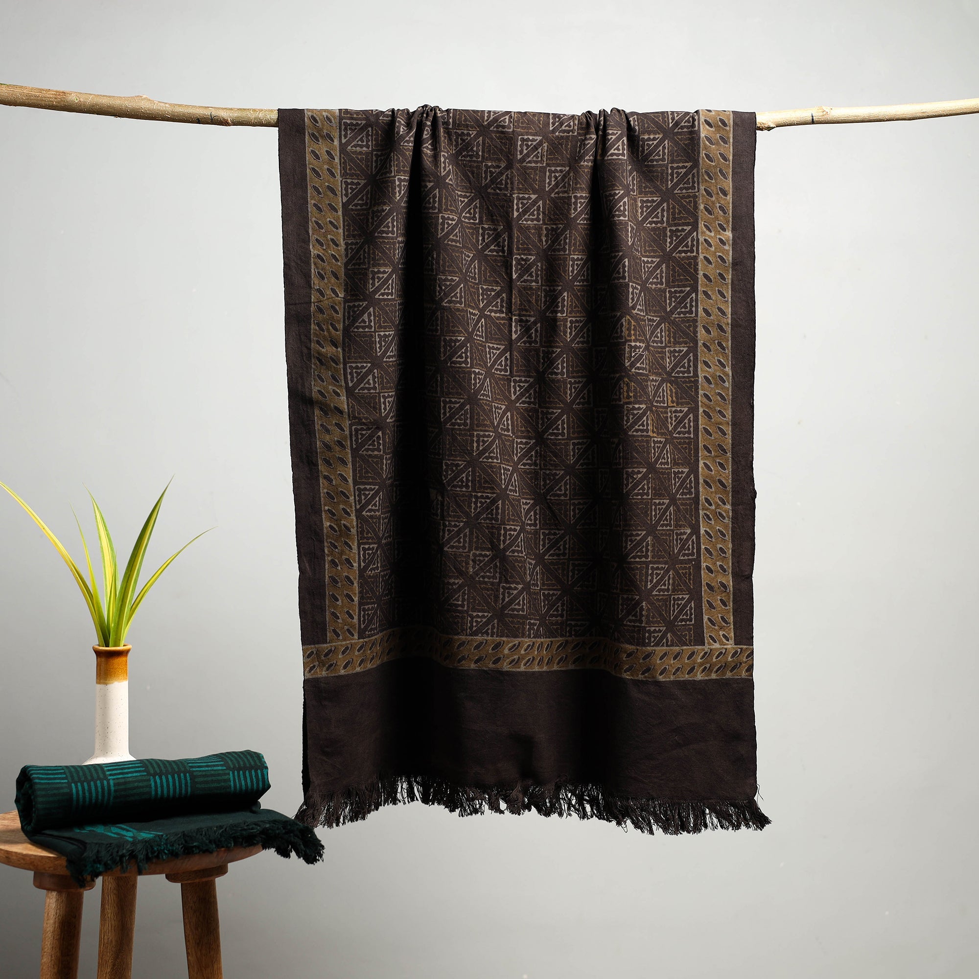 HAVELI CHRONICLES Brown - Akola Block Print Pure Handloom Cotton Towel 13