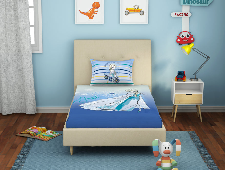 100 cotton single – Spaces India Disney Frozen Light Blue 100% Cotton Single Bedsheet - By Spaces