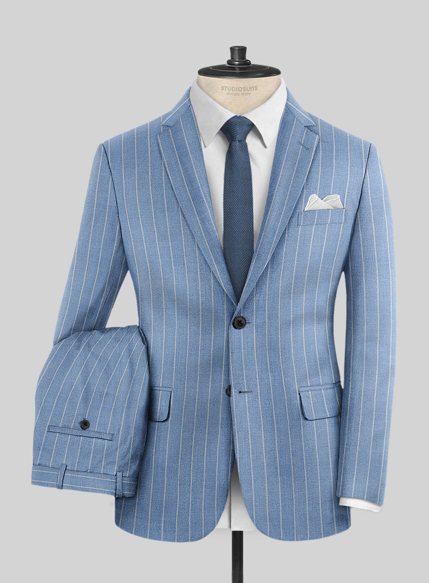 StudioSuits Napolean Gavino Stripe Light Blue Wool Suit - view 2