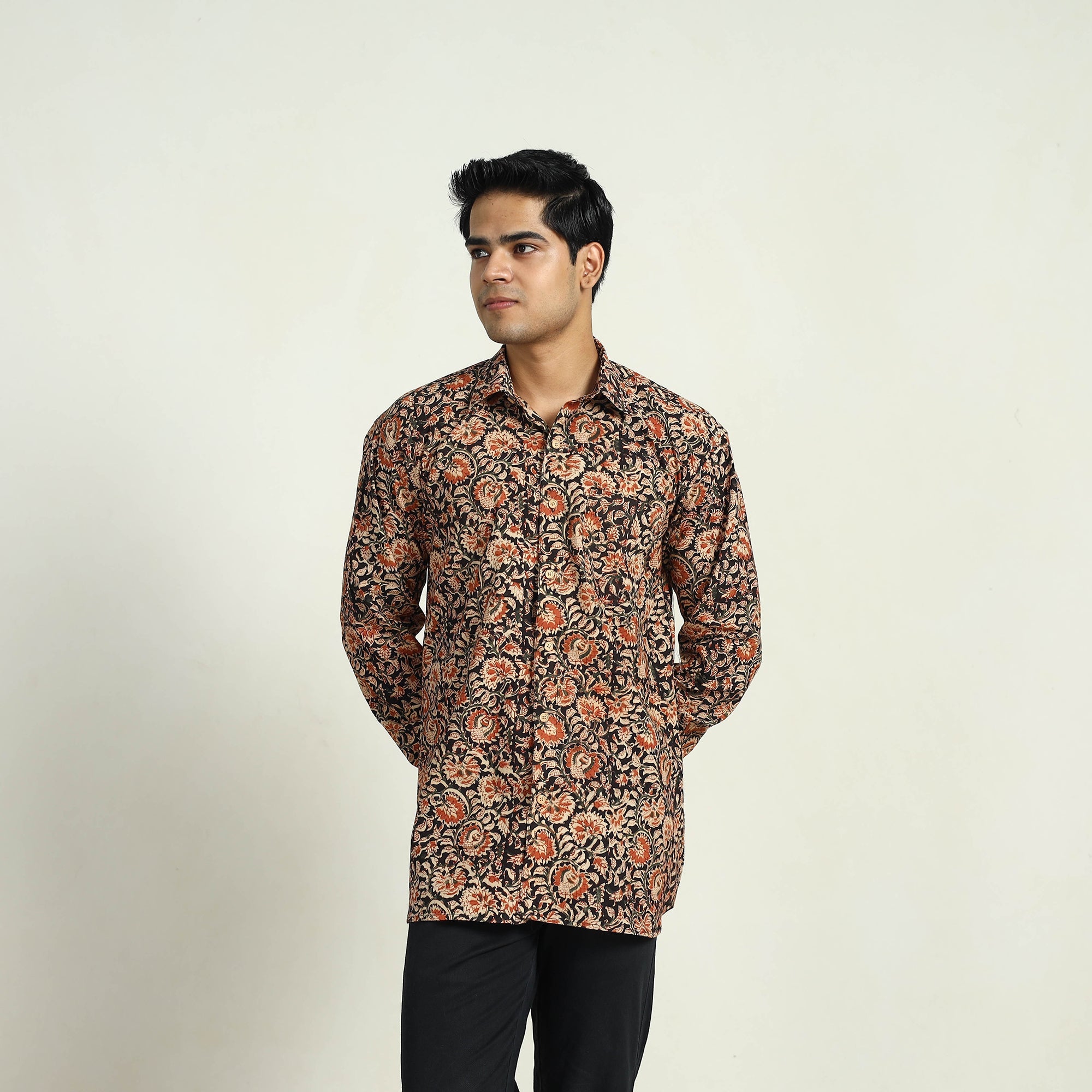 ITOKRI CASUALS Black - Pedana Block Print Cotton Men Kalamkari Shirt 07