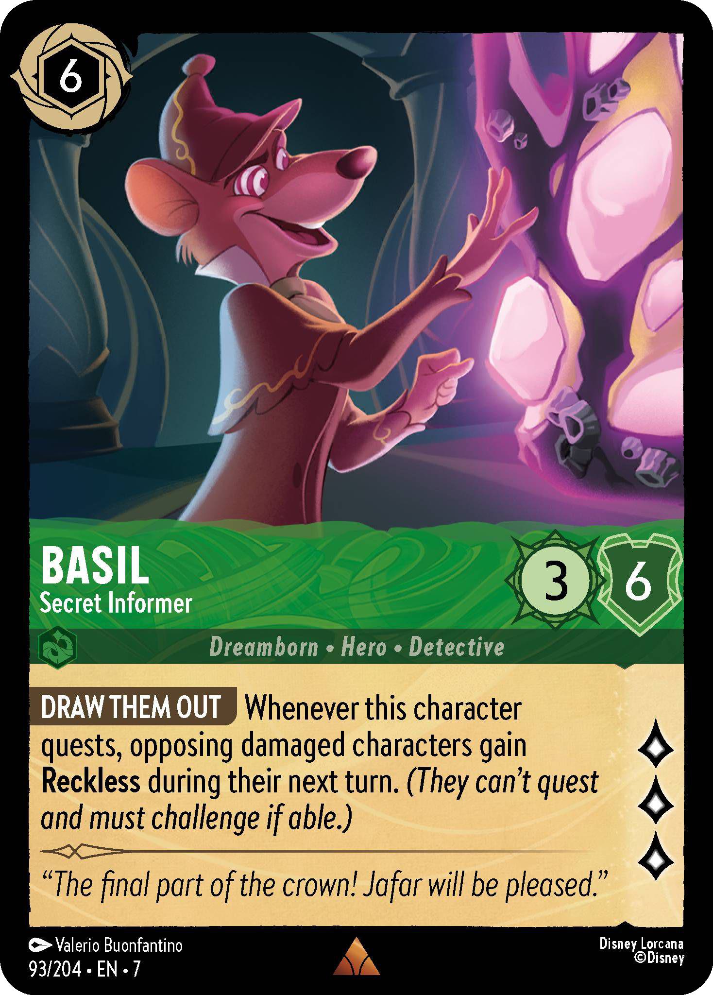 Lorcana Basil - Secret Informer - 93/204 [Archazia's Island] [Non-Foil]