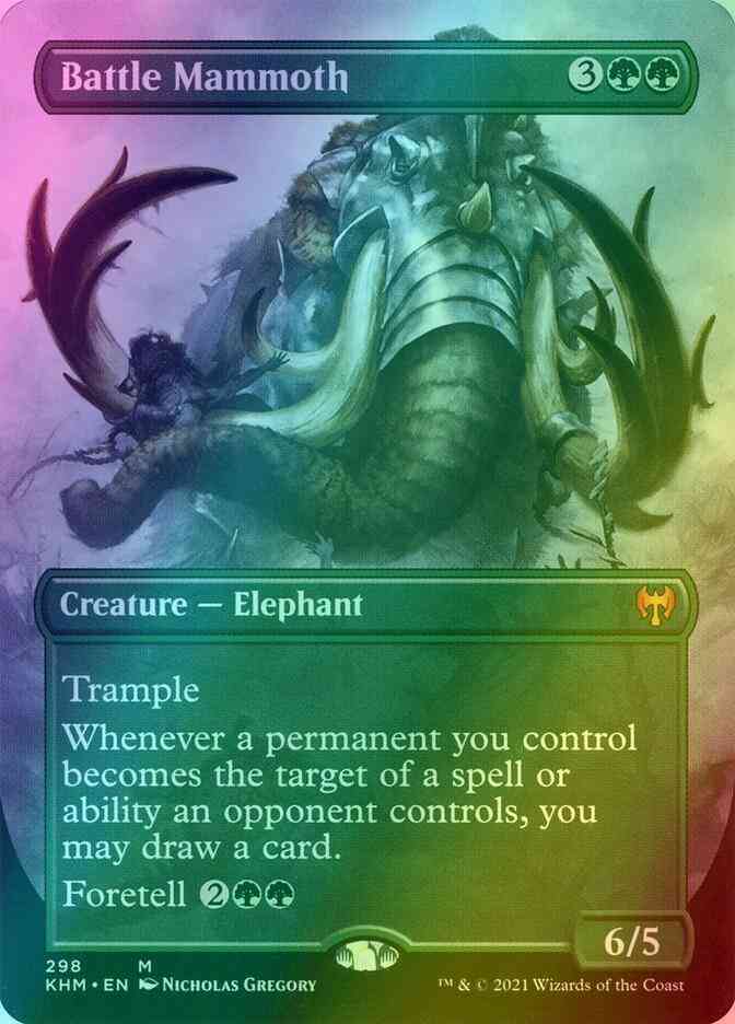 Battle mammoth 298 – Magic Battle Mammoth [298] [Borderless] [Kaldheim] [Foil]