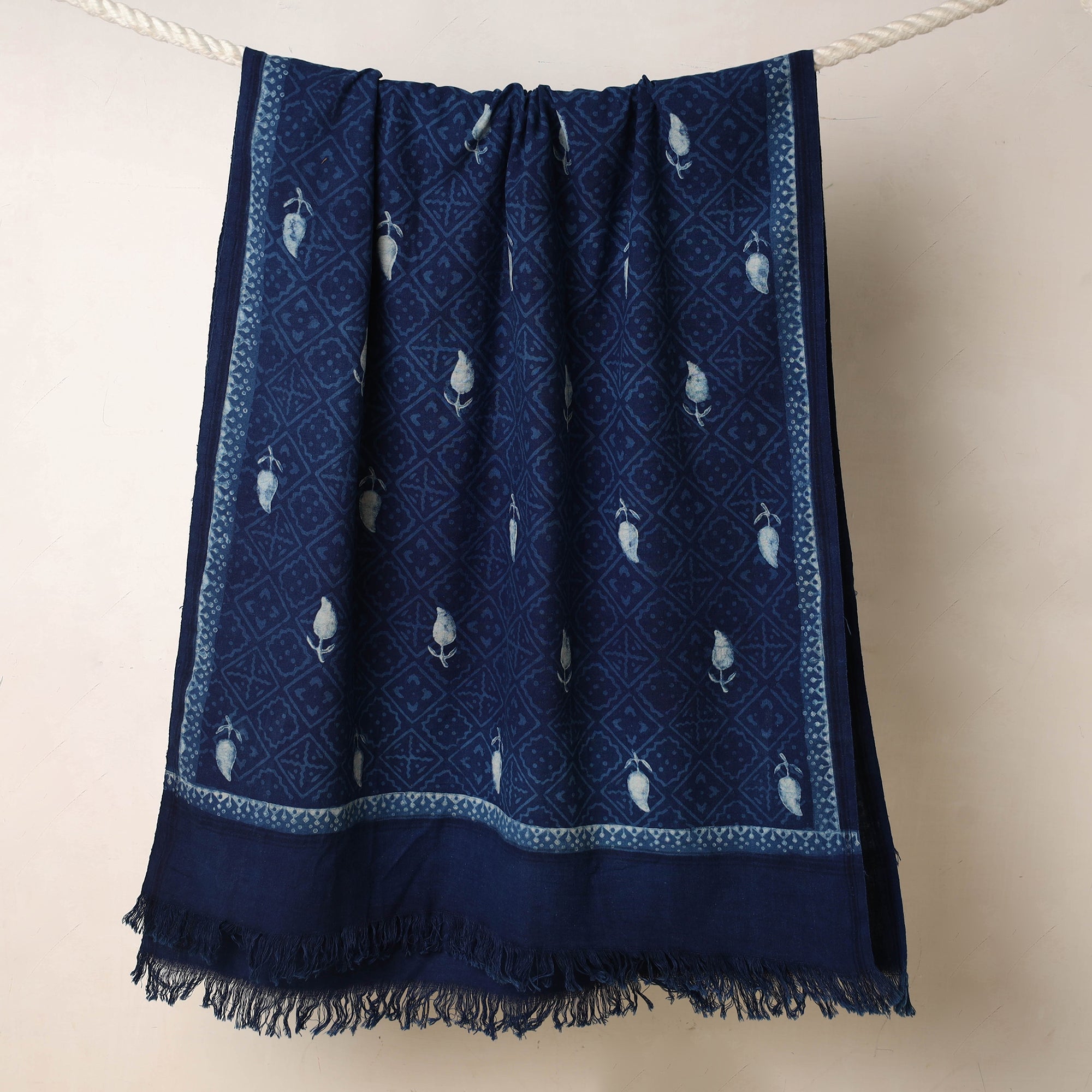 ITOKRI CRAFTS INITIATIVE Blue - Akola Block Printed Pure Handloom Cotton Towel - view 2