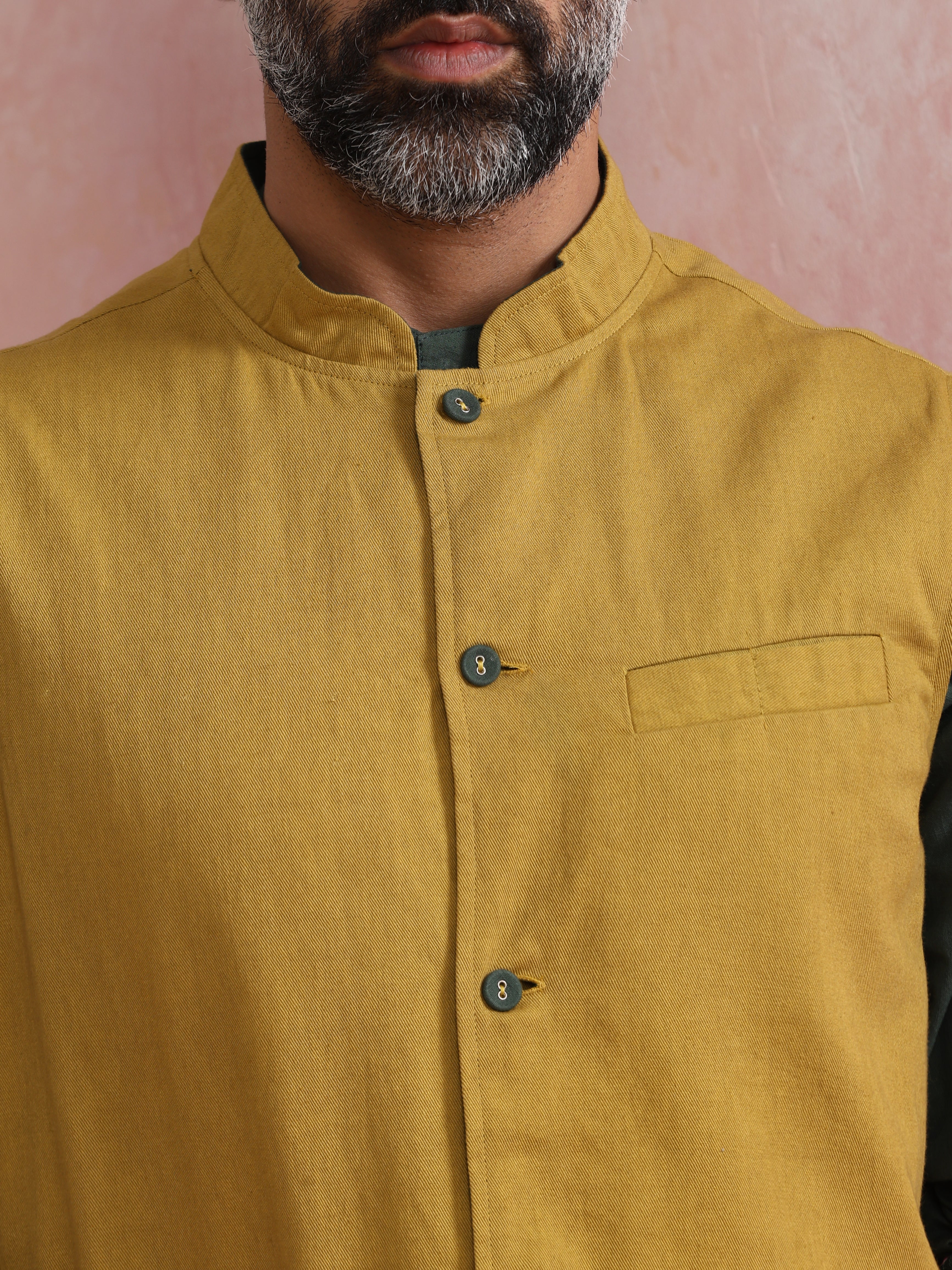 trueBrowns Men's Mustard Reversible Nehru Jacket - view 4