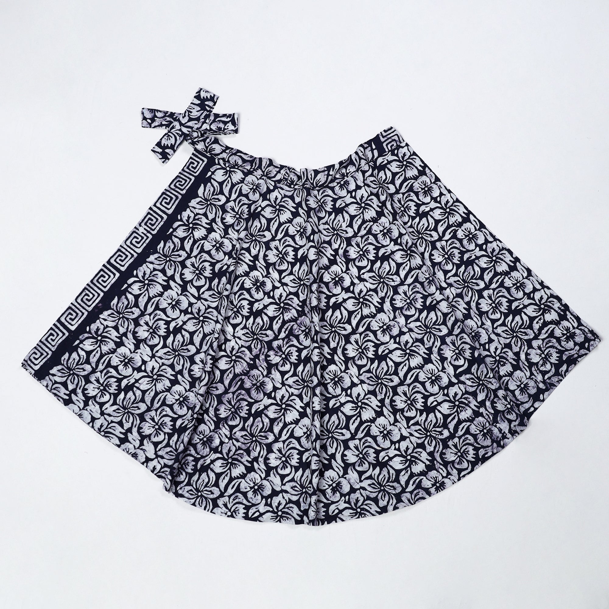 NOORI BAZAR Blue - Hand Batik Printed Cotton Wrap Around Skirt 10 - view 2