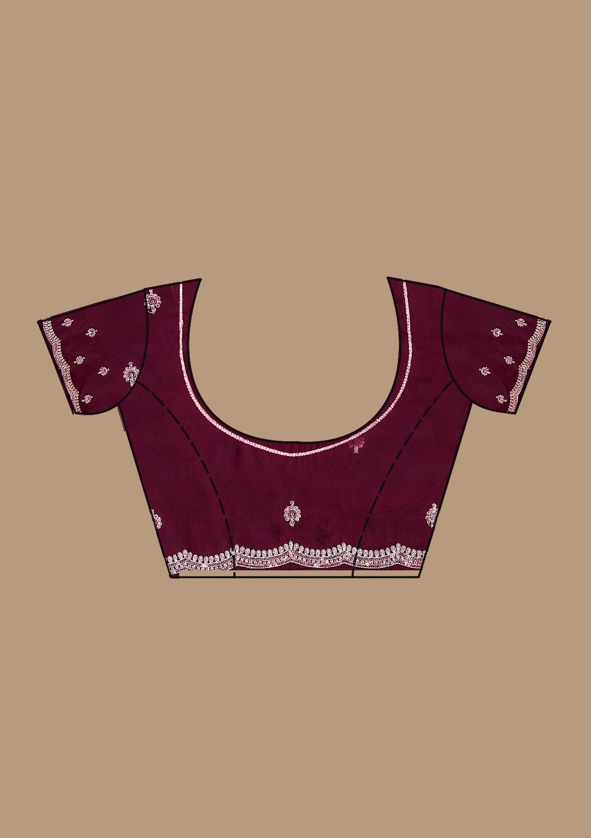 Koskii Wine Zariwork Georgette Saree – Women's - view 9