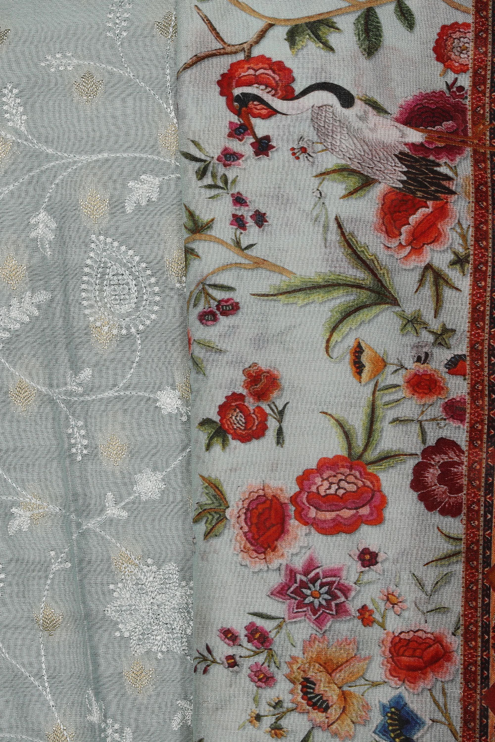 Kalanjali Cotton Silk Unstitched Suit With Dupatta (3 Pcs Set) - view 2