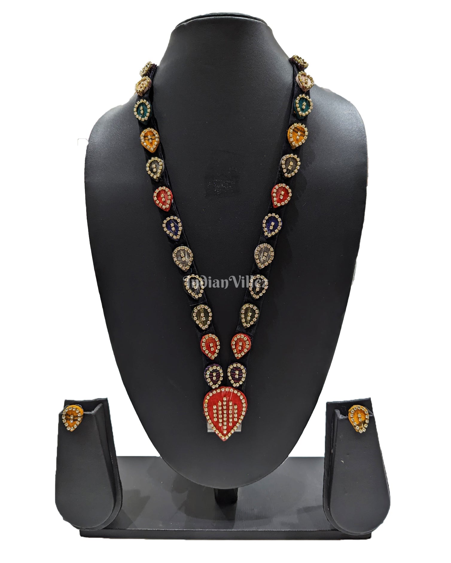 Necklace earrings set – IndianVillèz Multicolored Sambalpuri Fabric Choker Jewellery - Necklace & Earrings Set