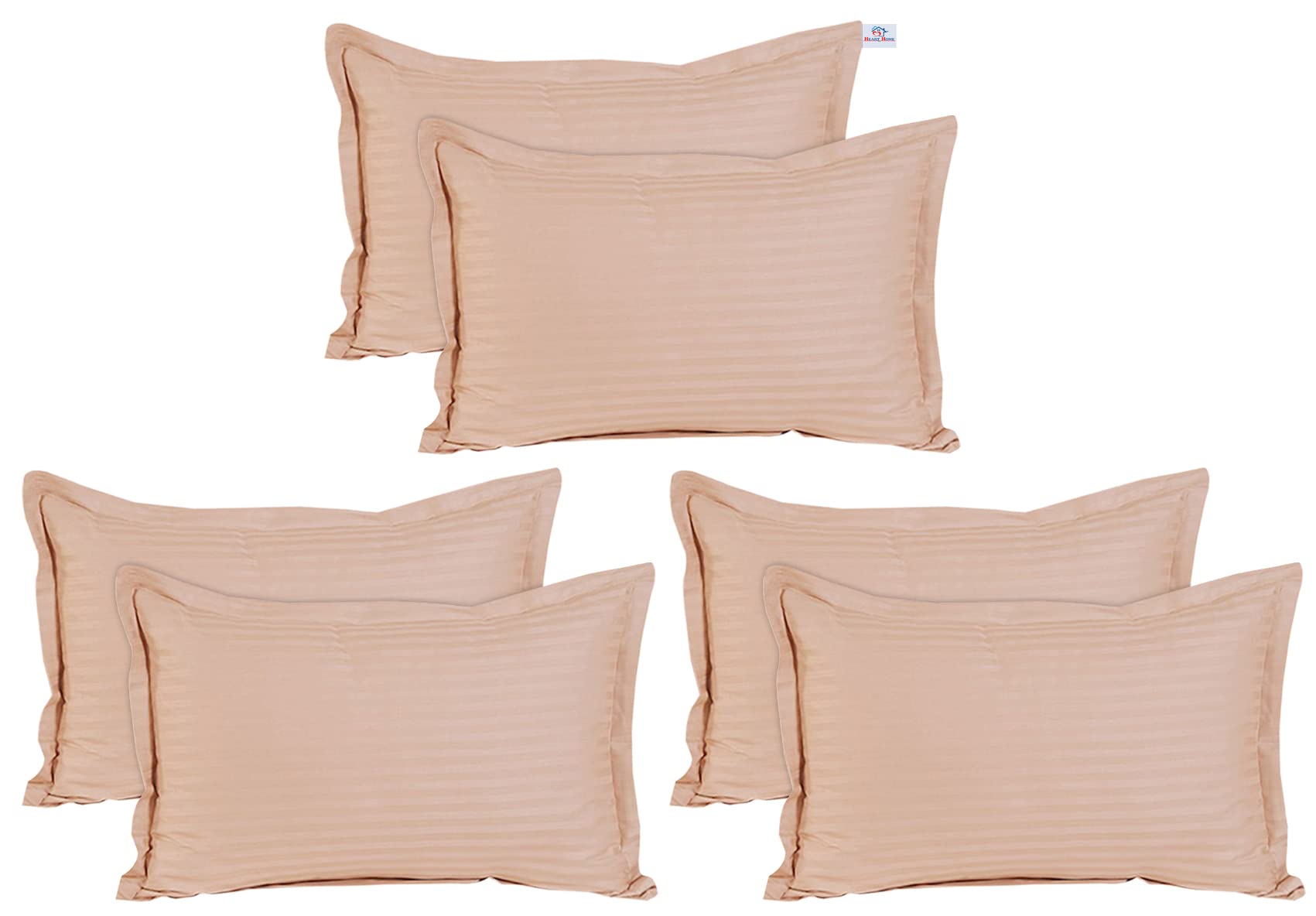 Heart Home Lining Design Cotton Pillow Cover- 18x28 Inch, Set of 6 (Peach)-HS43HEARTH26770