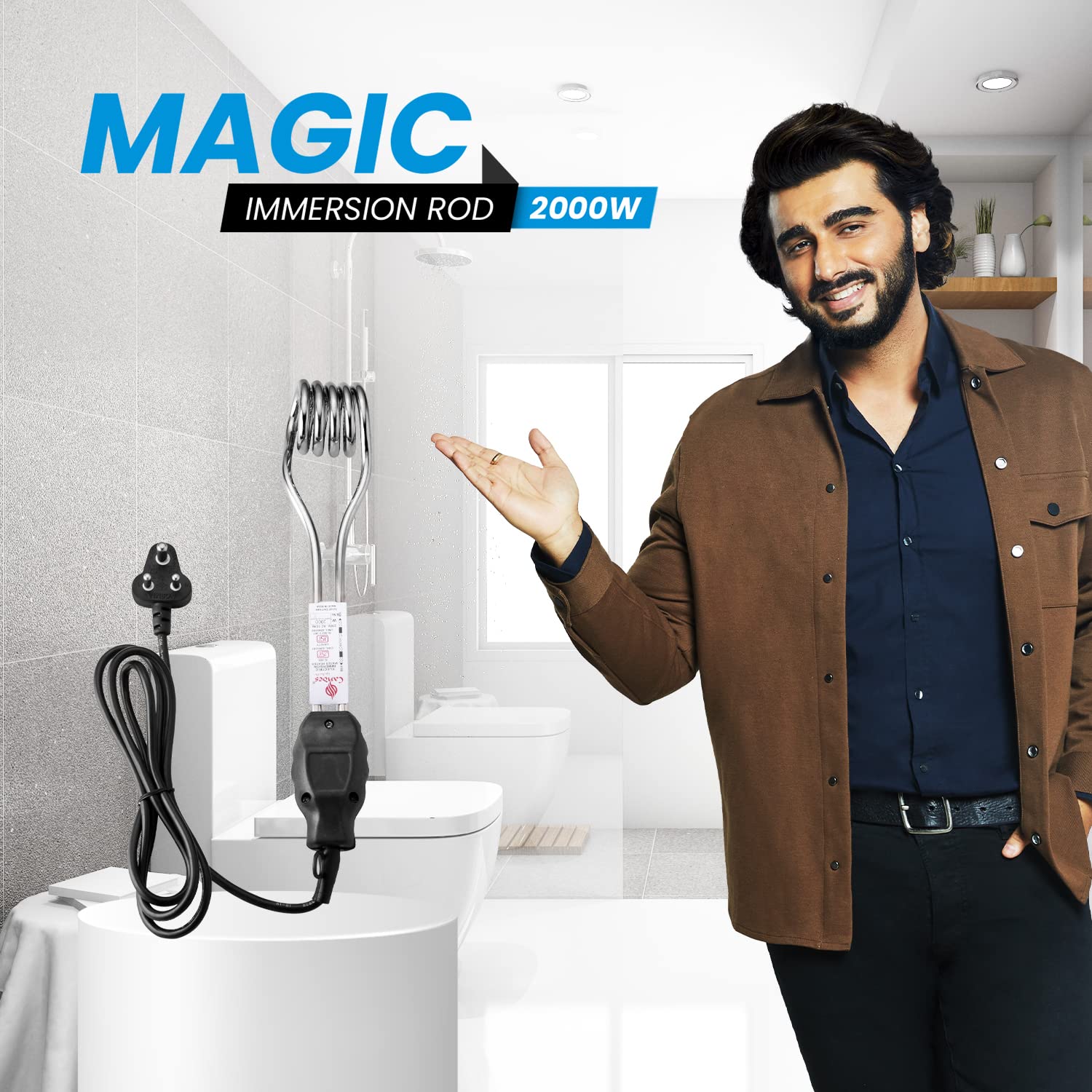 Candes Magic Shock-Proof & Water-Proof 2000 W Immersion Heater Rod (Black) - view 2