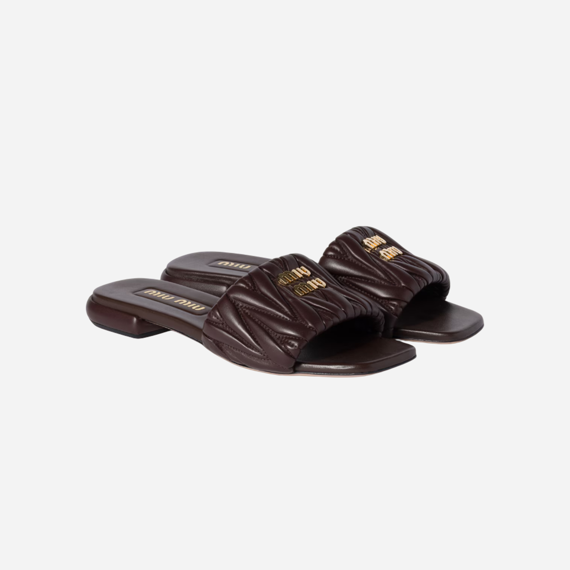 Miu Miu Leather Slides Briarwood - view 2
