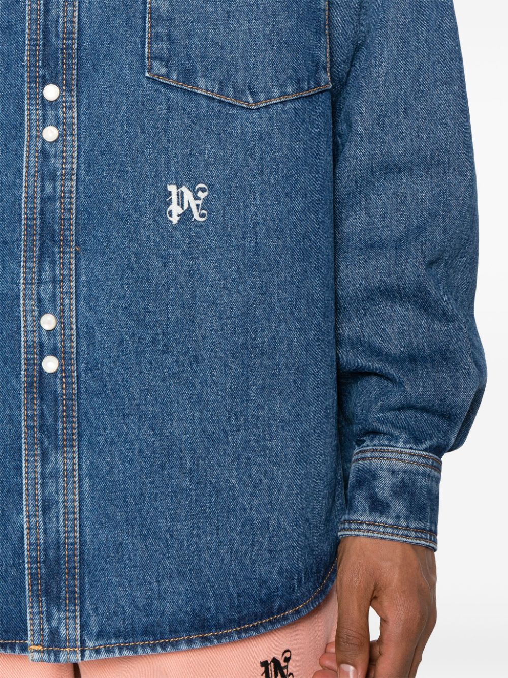 Palm Angels Monogram denim shirt - view 3