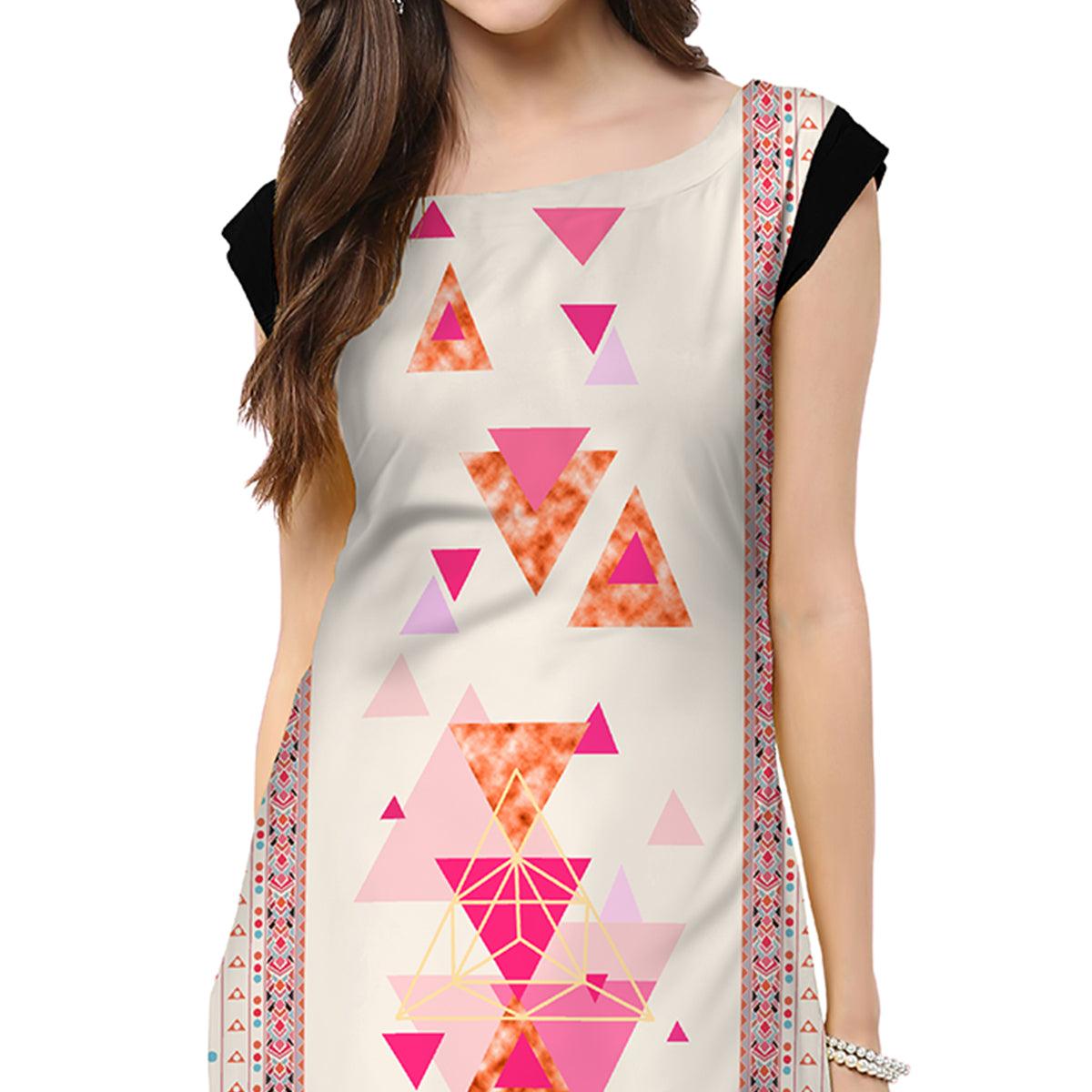Peachmode Seller Delightful Off White Colored Casual Printed Crepe Kurti - view 3