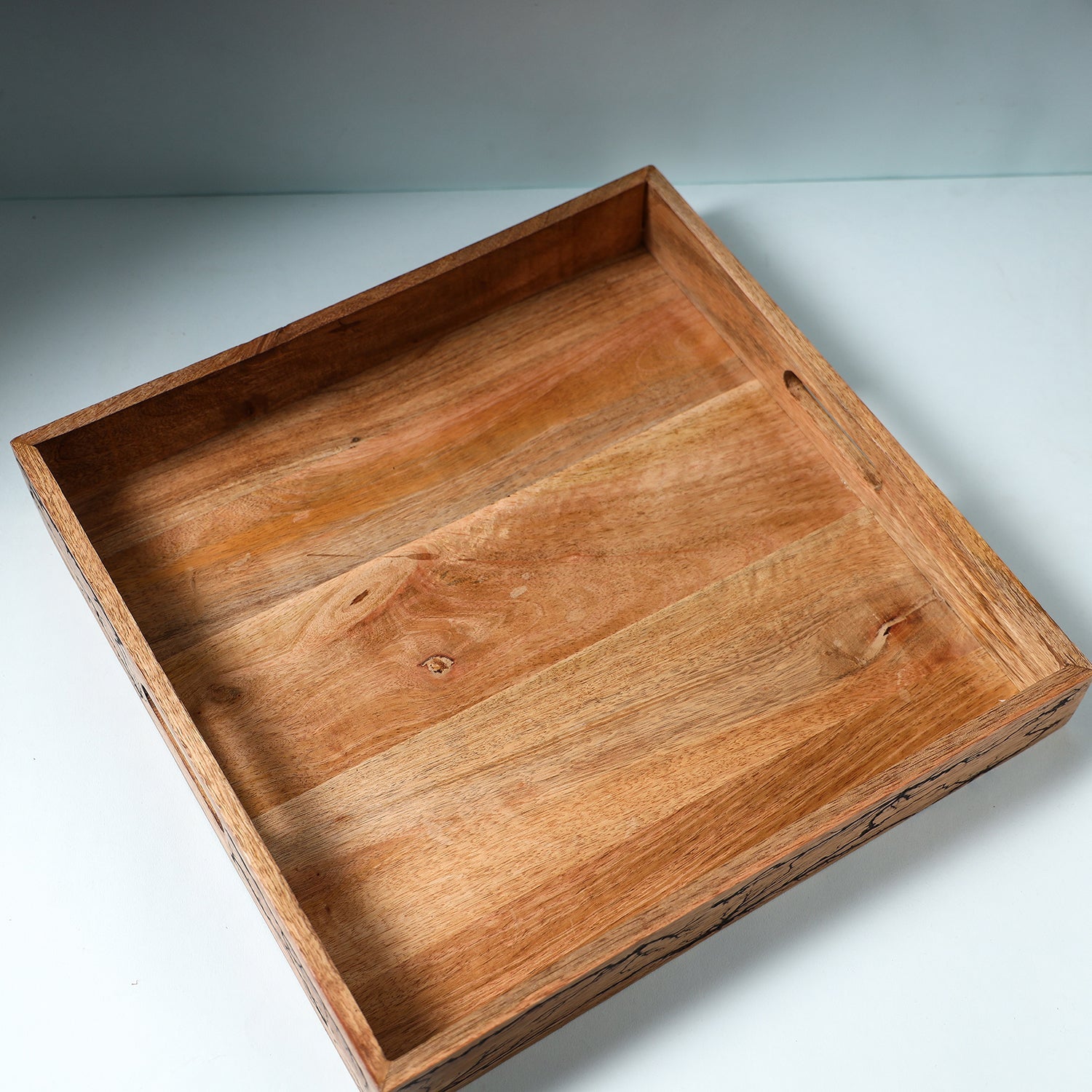 HAVELI CHRONICLES Brown - Handcrafted Mango Wooden Serving Tray (15 x 15 in) - view 2