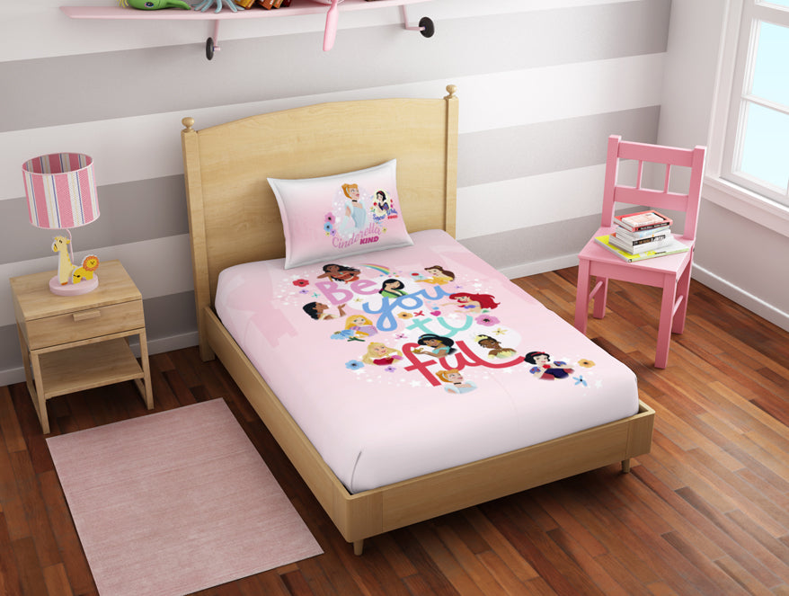 Spaces India Character Rose Shadow - Pink 100% Cotton Single Bedsheet - Disney Princess By Spaces - view 2