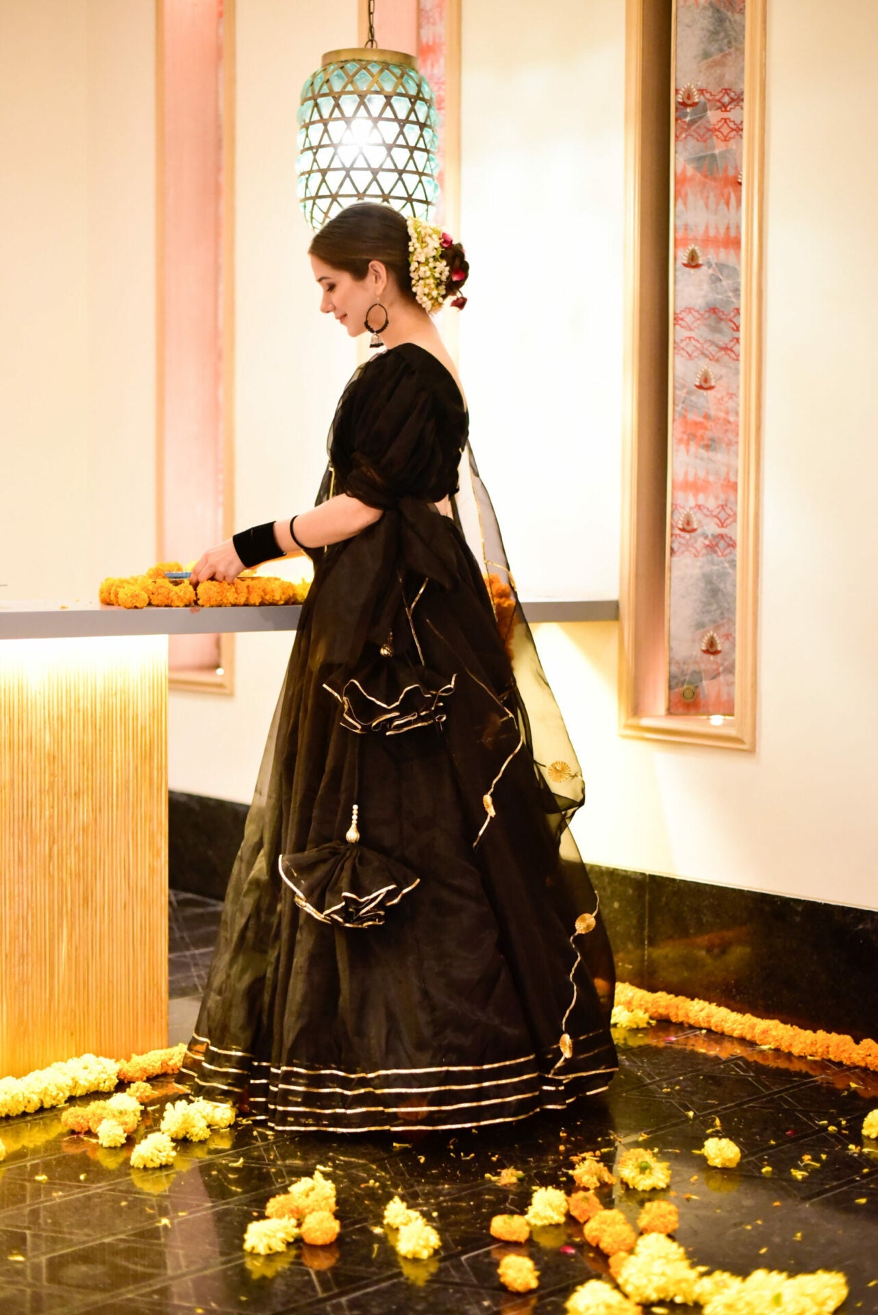 Idaho-o siddhi black organza lehenga choli set - view 2