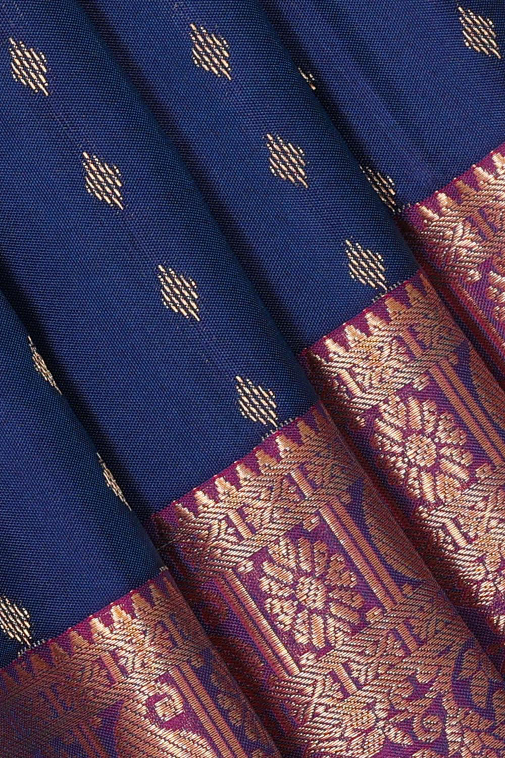 Kalanjali Dark Blue Silk Saree – Women's - view 2