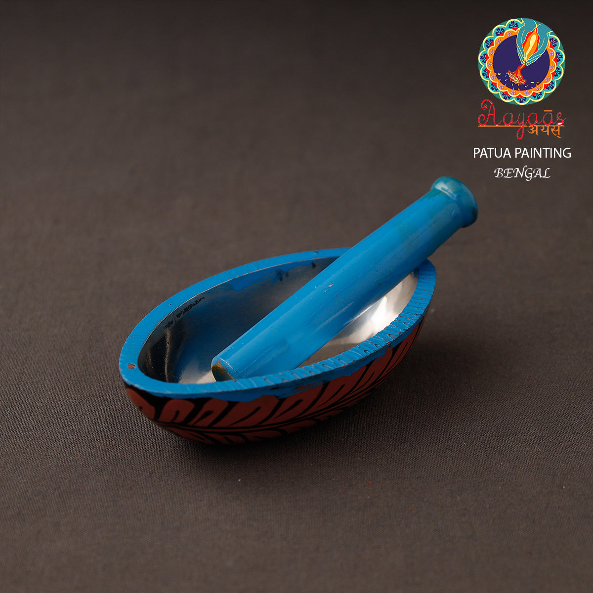 AAYAAS Bengal Patua Handpainted Mortar and Pestle Set 17