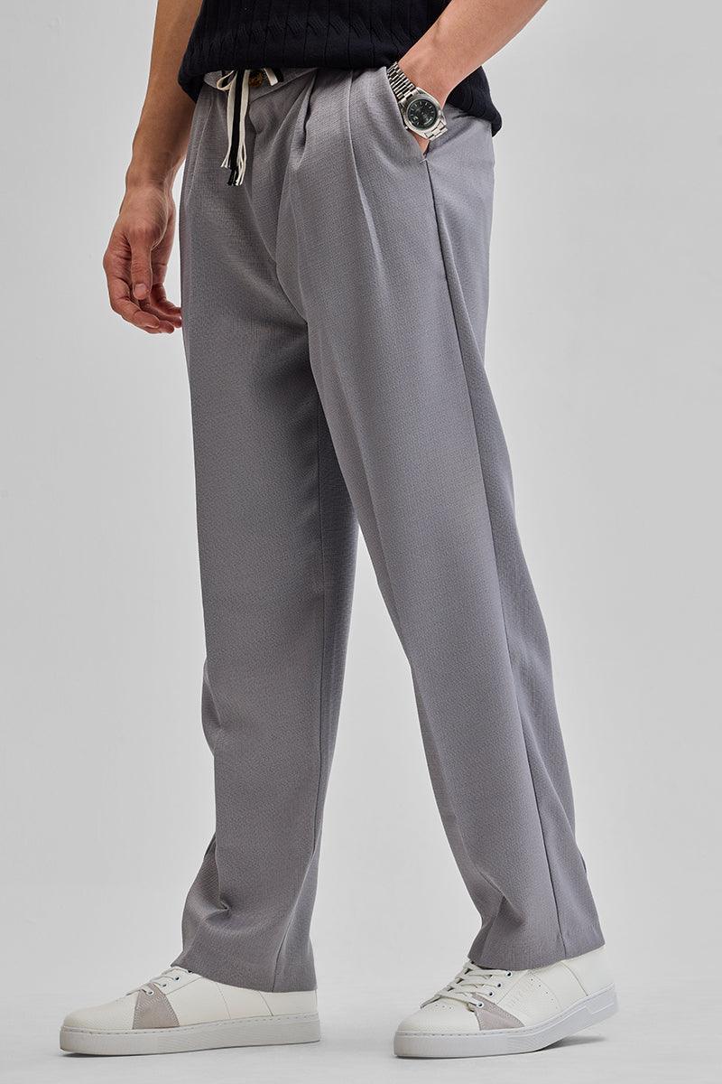 SNITCH Grey Textured Korean Trousers