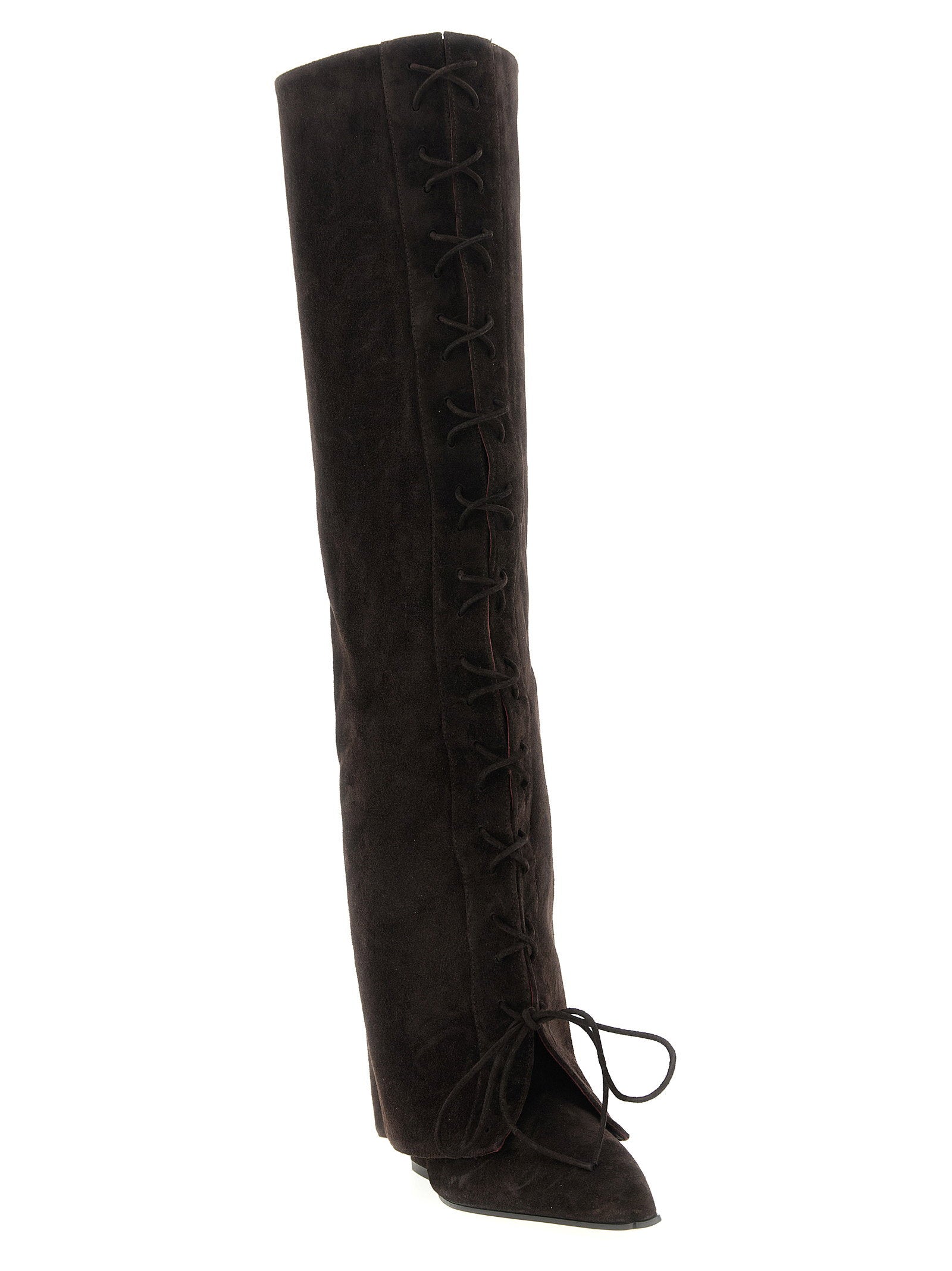 Paris Texas Jane Fold Over Lace Up Boots - view 2