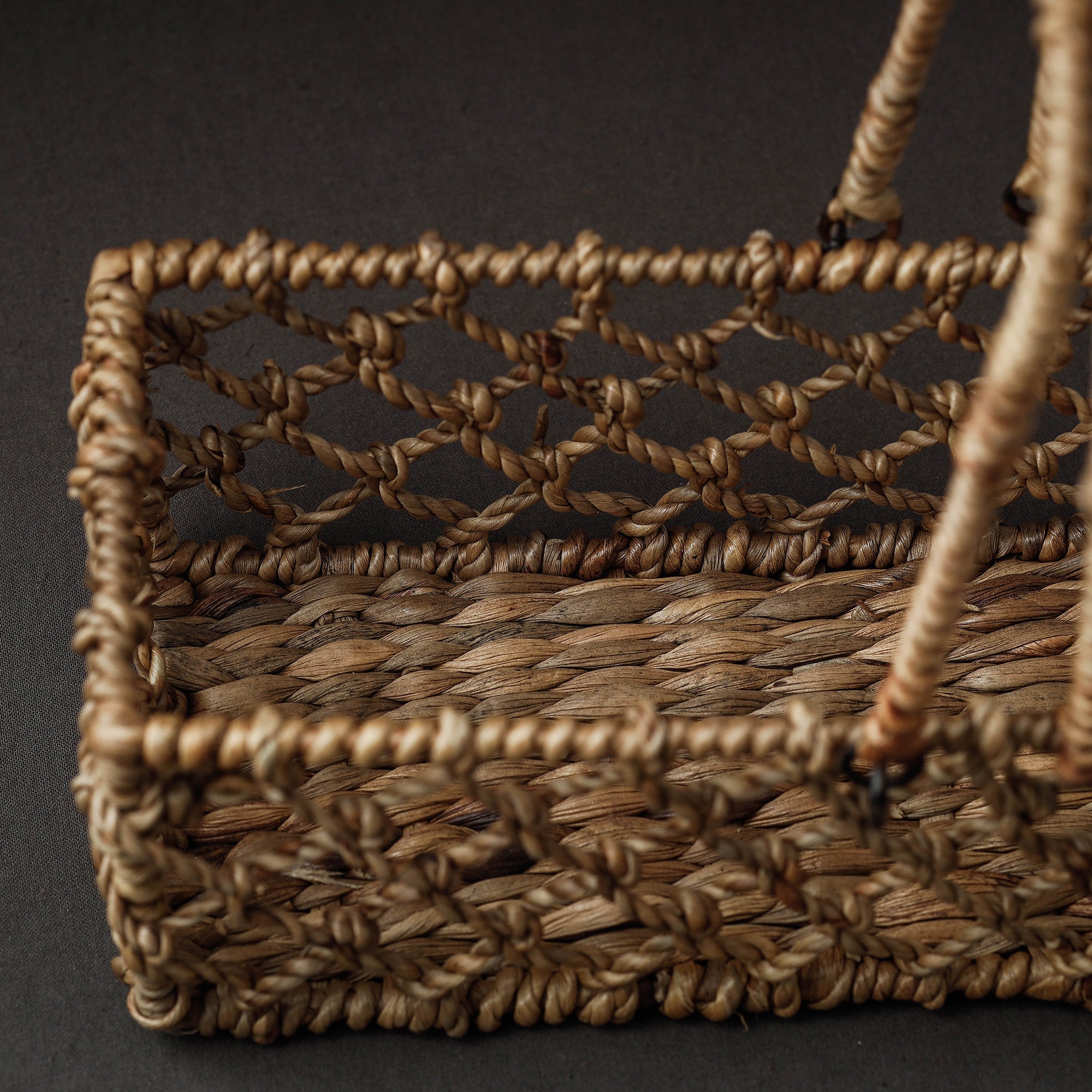 ASAMA Brown - Handcrafted Organic Water Hyacinth Plush Basket (12 x 4 in) - view 4