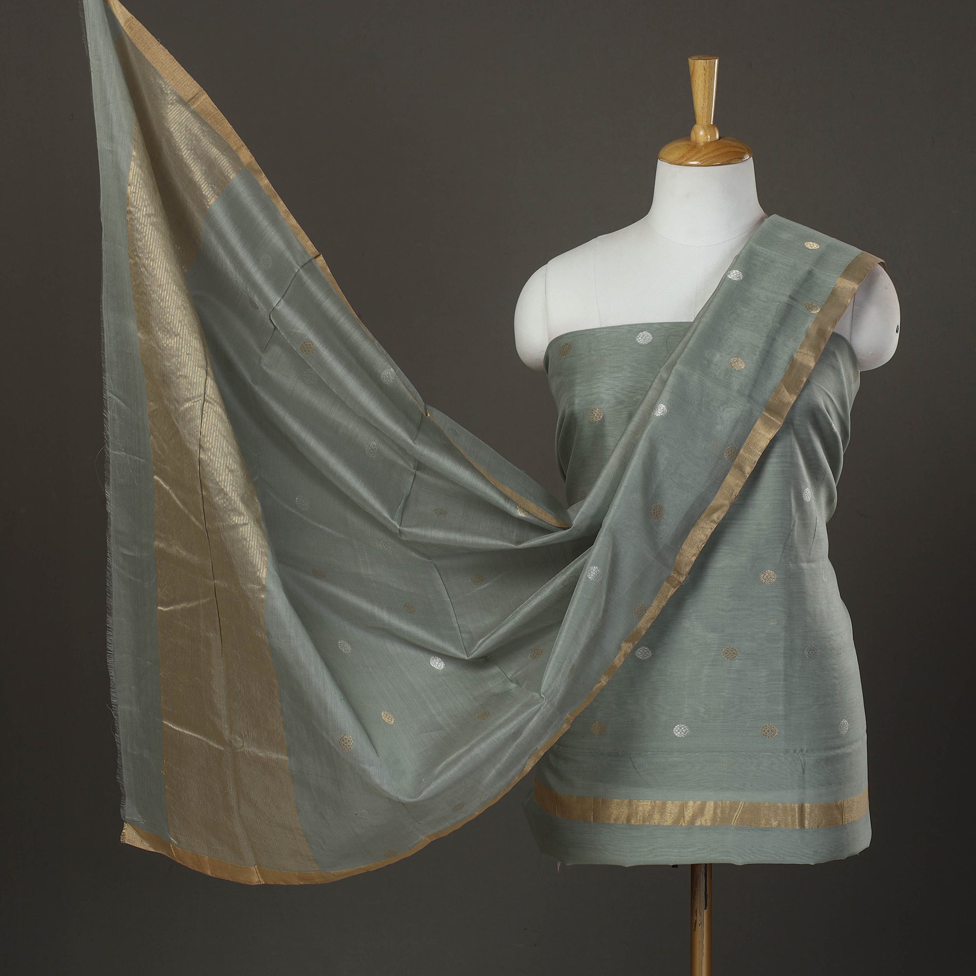 CHANDERI BY RAUPH KHAN 2pc Zari Buti Handloom Chanderi Silk Dress Material 16