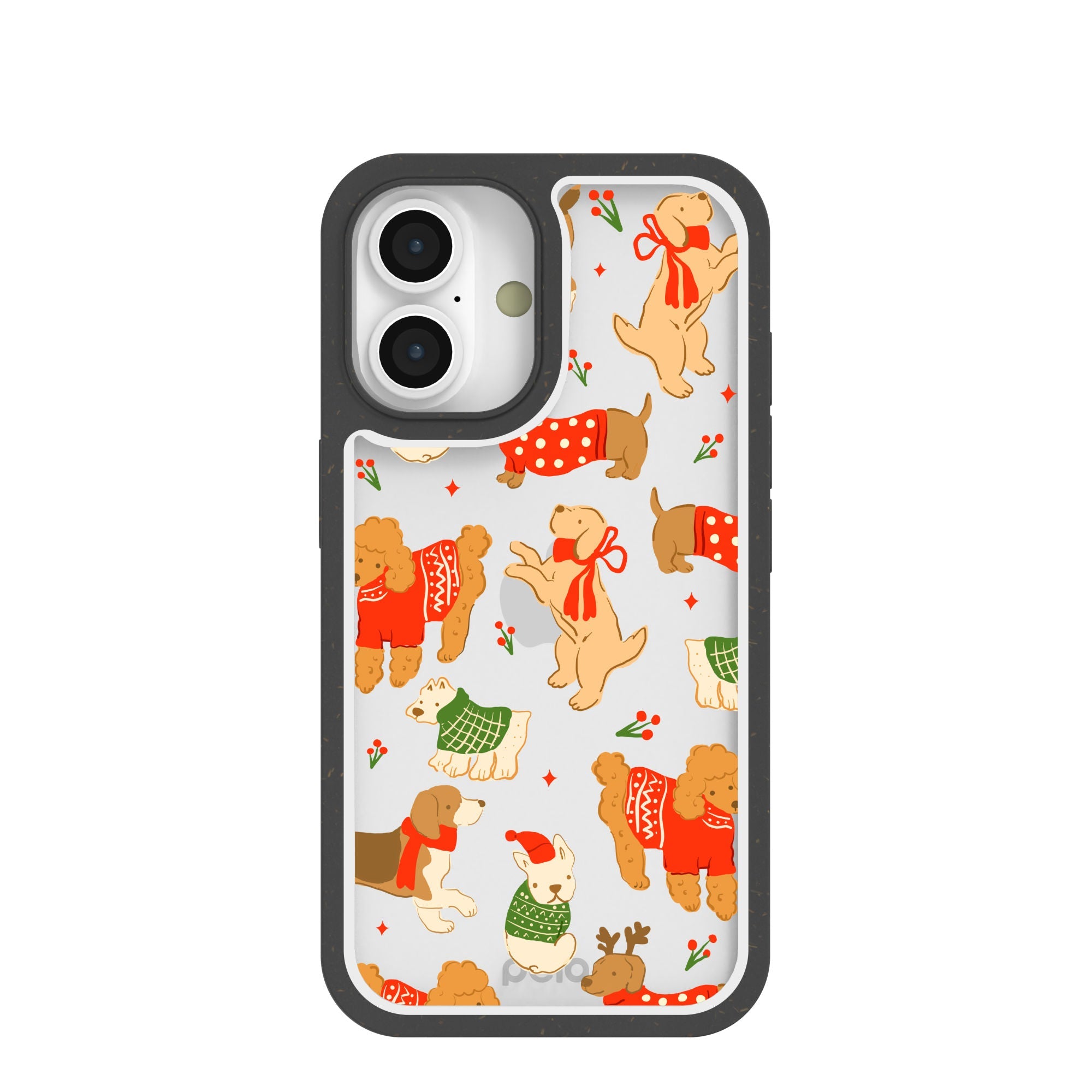 BlackTree Clear Jolly Doggos iPhone 16 Case With Black Ridge