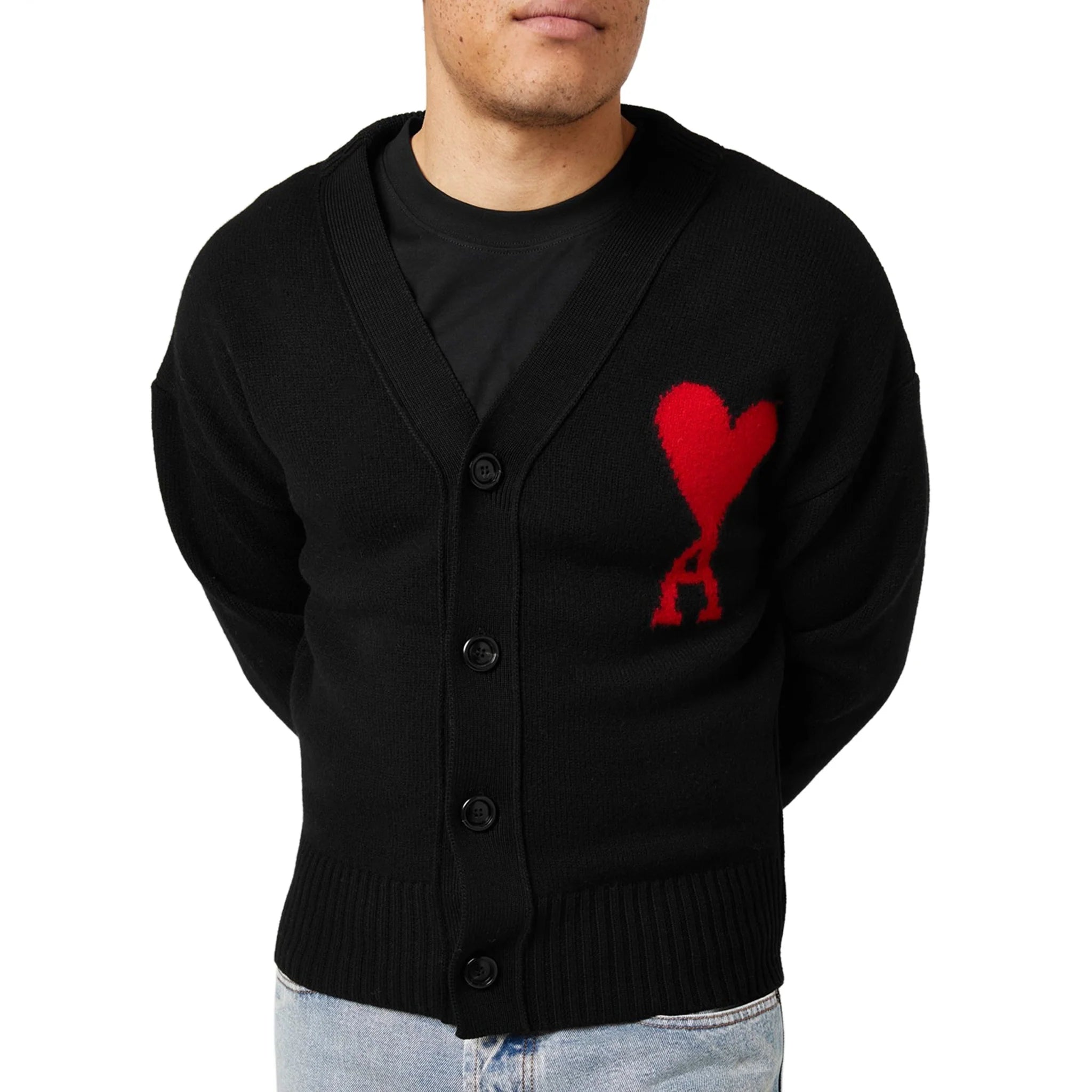 Ami Paris Ami De Coeur Black Red Cardigan - view 3