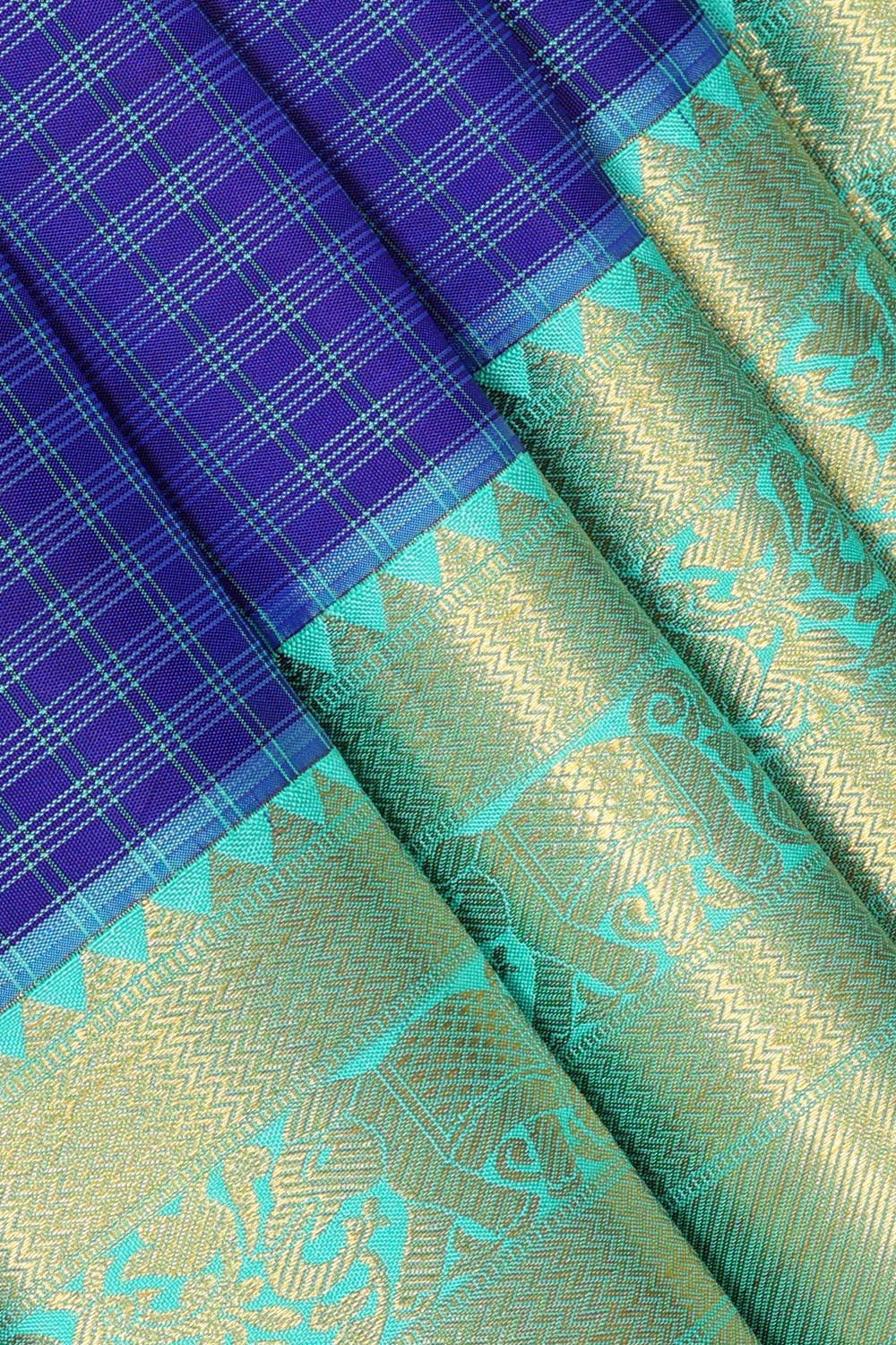 Kalanjali Kanchi Pattu Royal Blue Saree – Women's - view 2