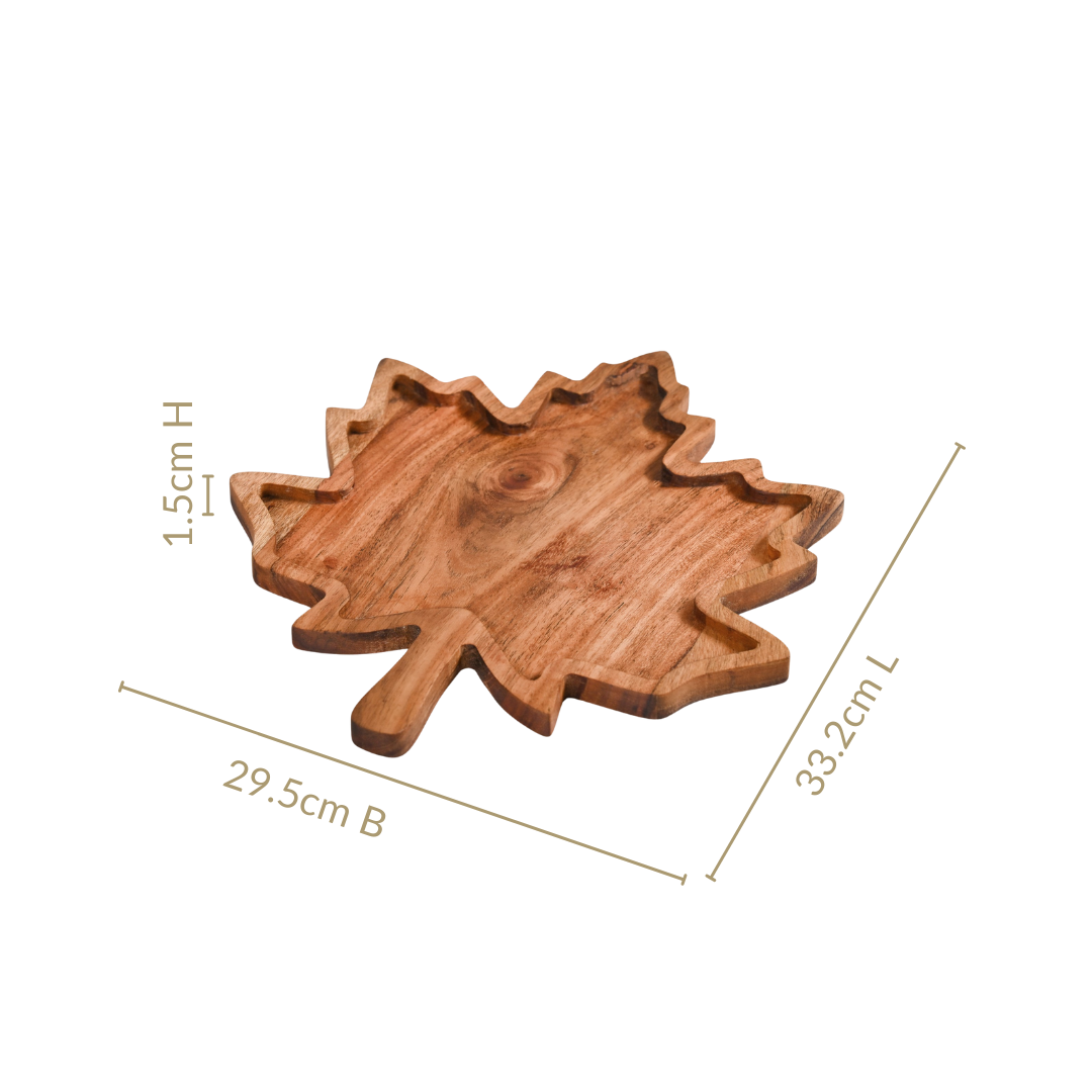 Nestasia Acacia Wood Maple Leaf Serving Platter - view 4