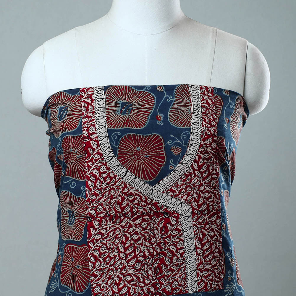NOORI BAZAR Blue - Block Printed Cotton Ajrakh Kurta Material (2.8 meter) 17 - view 3