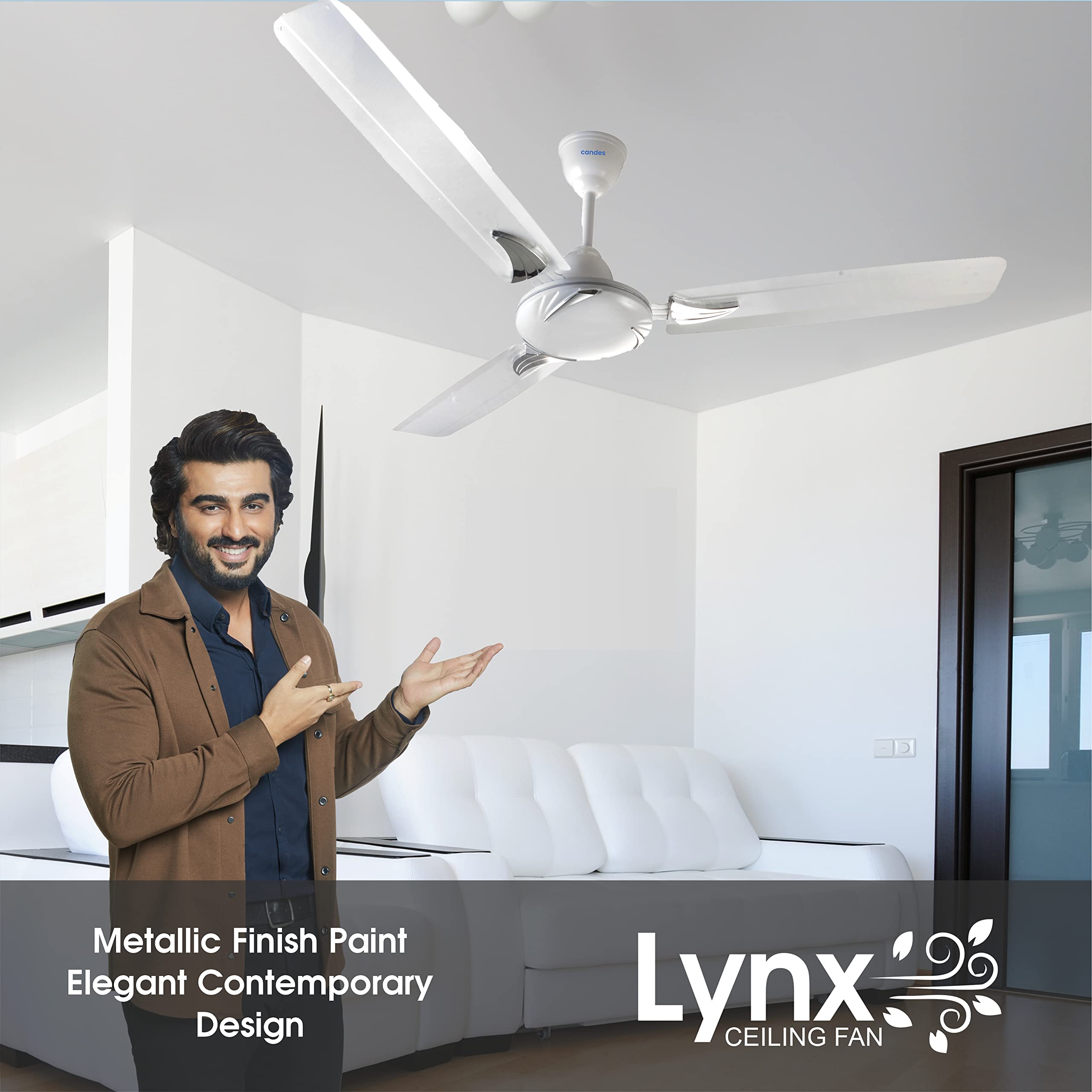 Candes Lynx 1200mm / 48 inch High Speed Decorative 400 RPM (100% CNC Winding) Ceiling Fan 2 Yrs Warranty Pack of 2 (White) - view 2