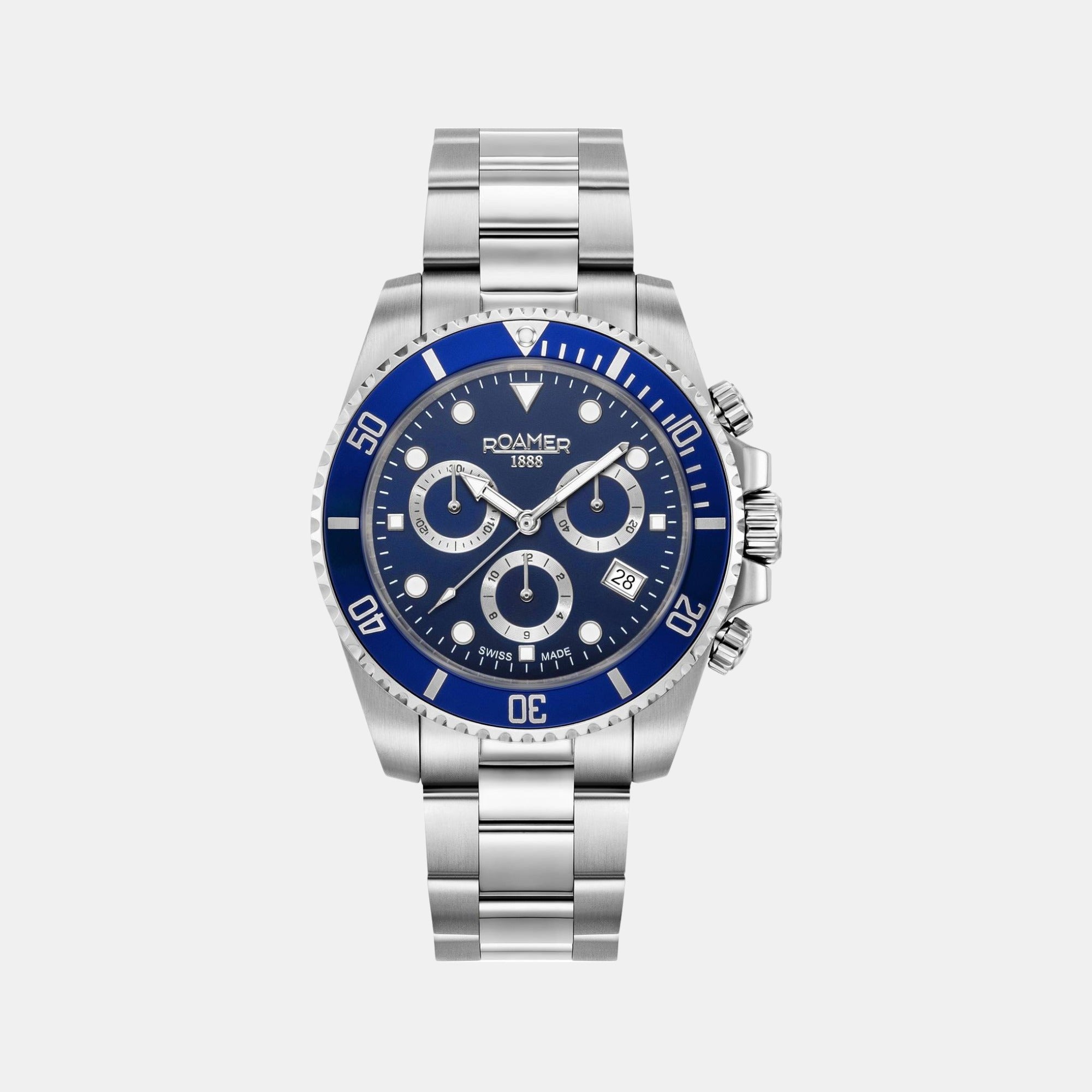 Roamer Deep Sea 100 Men Quartz Blue Dial Chronograph Stainless Steel Watch 851837 41 45 20