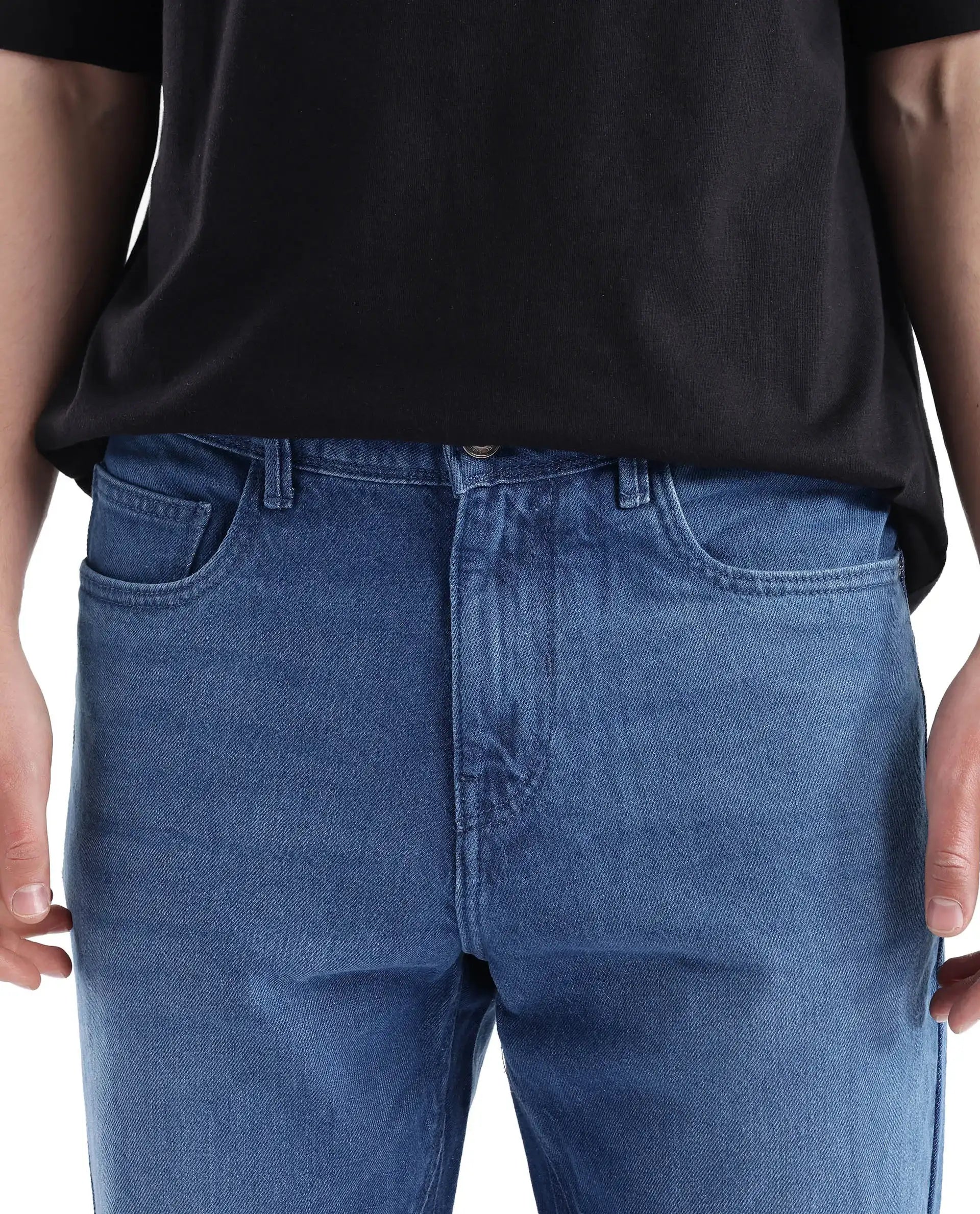 Rare Rabbit Men's Kobet Blue Cotton Fabric Plain Jeans - view 3